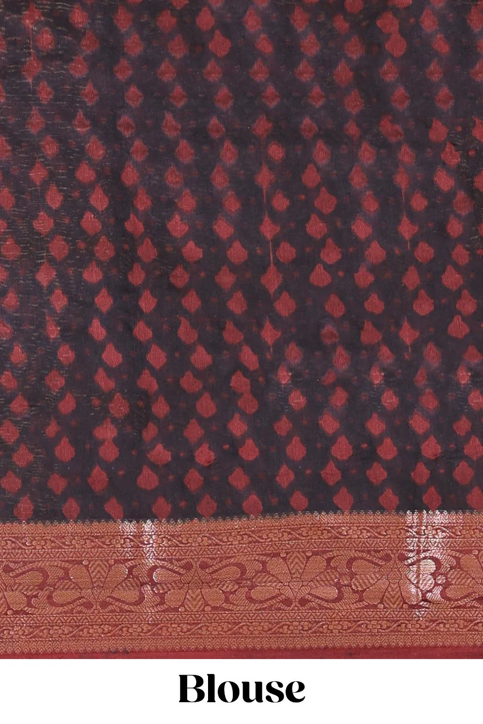 Cream chanderi cotton saree with floral vines, contrast zari border and striped pallu - Image 5