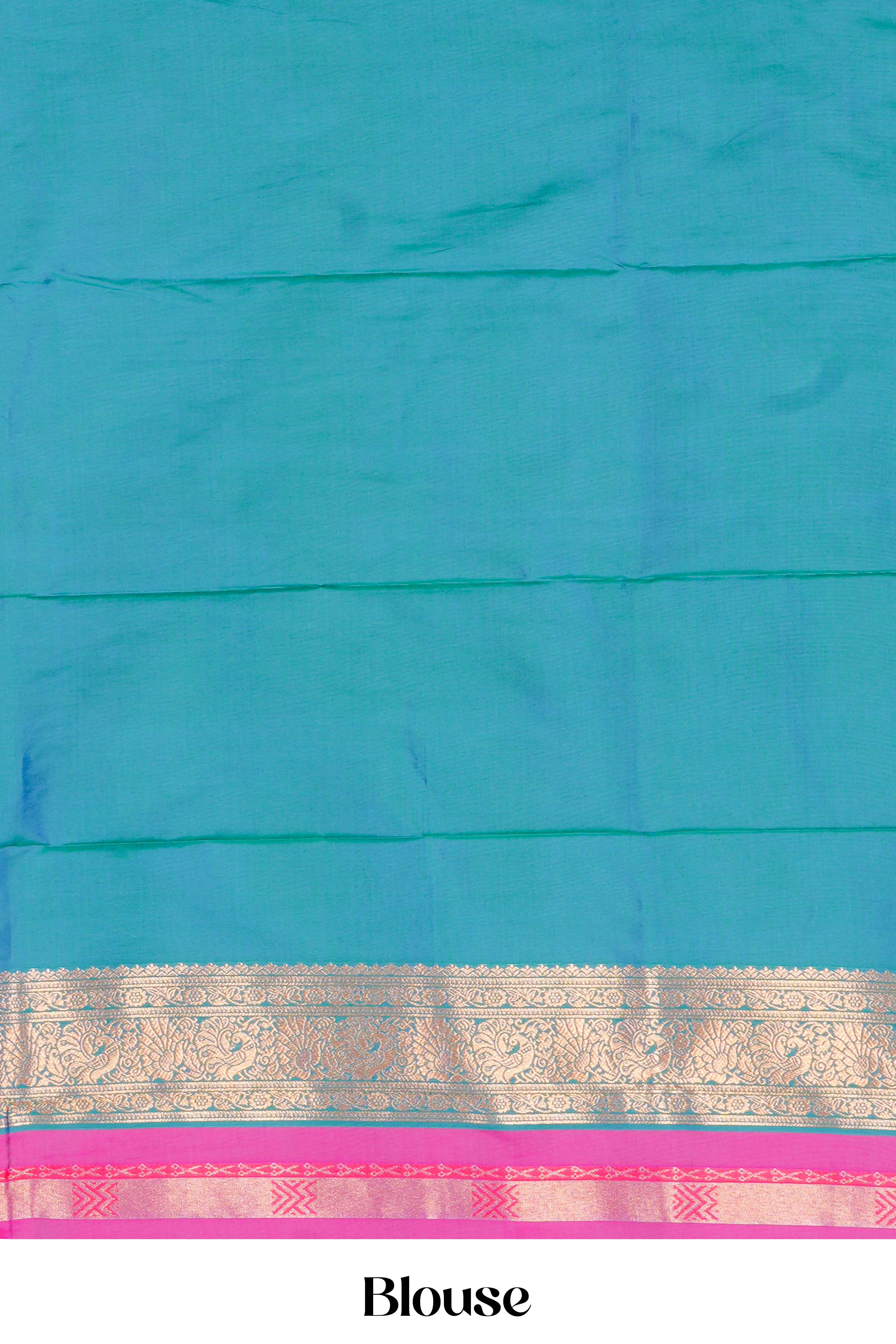 Art Silk Saree Zari Butta Across The Body With Zari Weaving Mayil, Floral Design Pallu - Image 6
