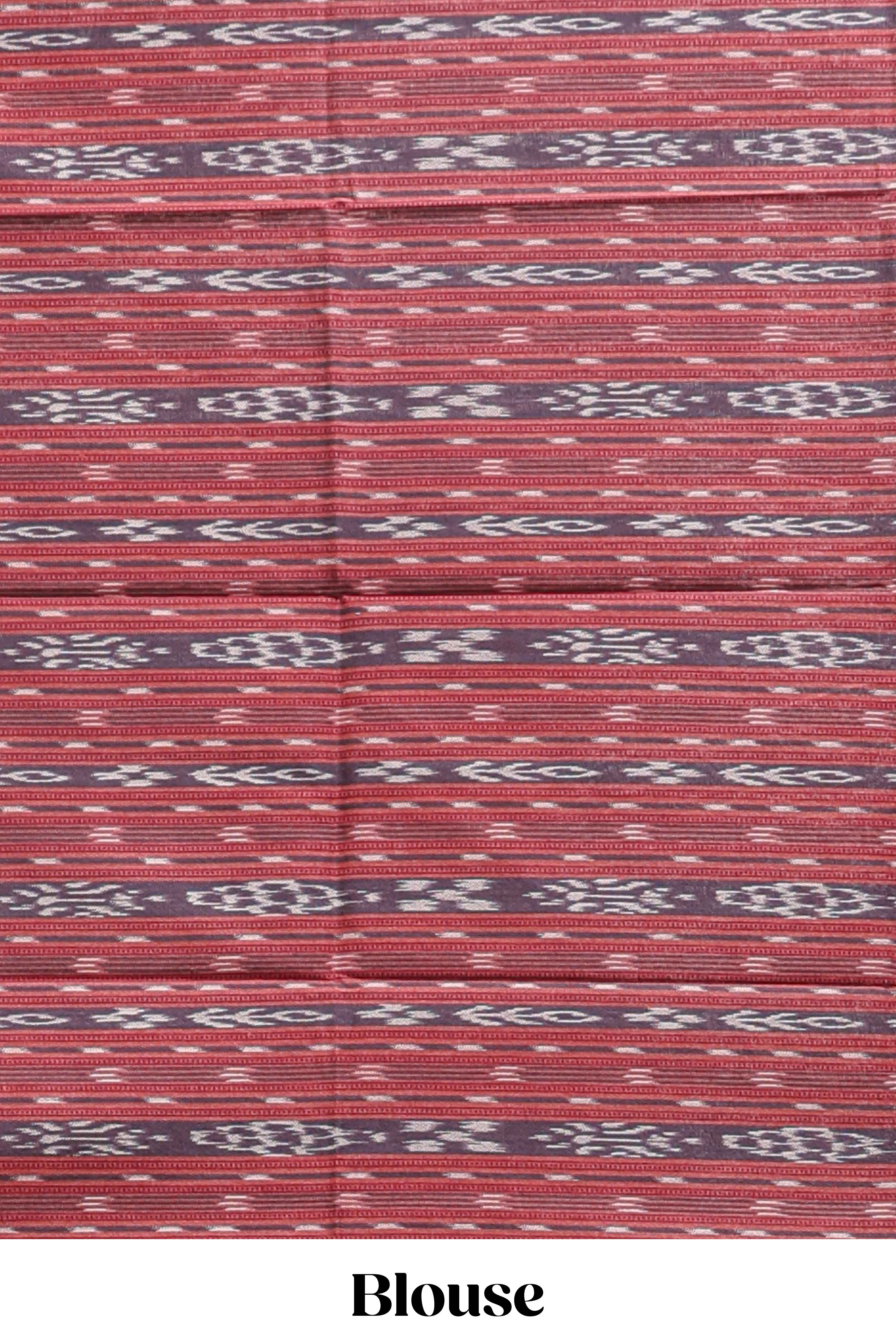 Borderless maroon butterfly motifs south cotton saree with contrast blouse and tassels - Image 5