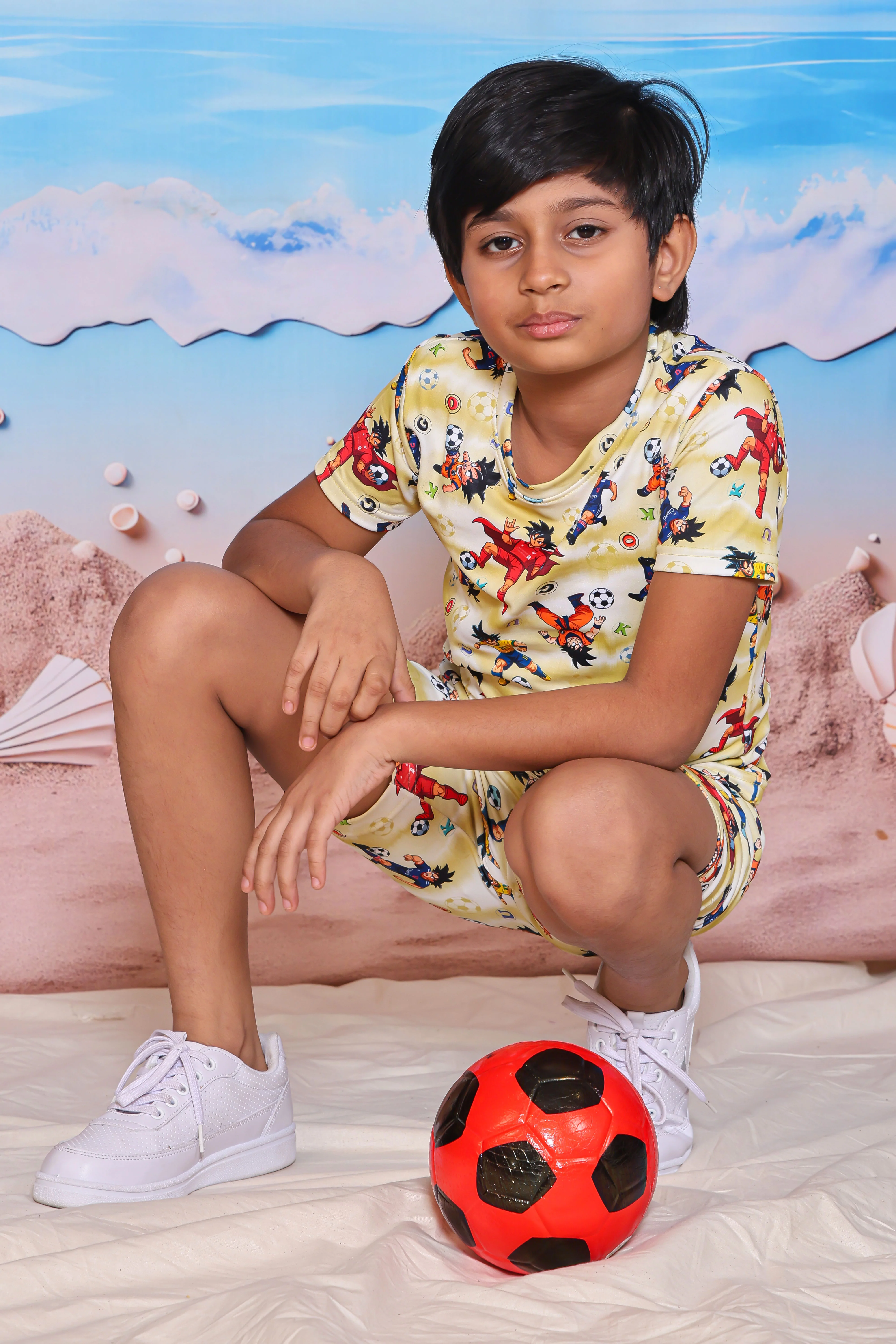 Boys Yellow Anime Print T-Shirt and Shorts 2-Piece Nightwear Set - Image 3