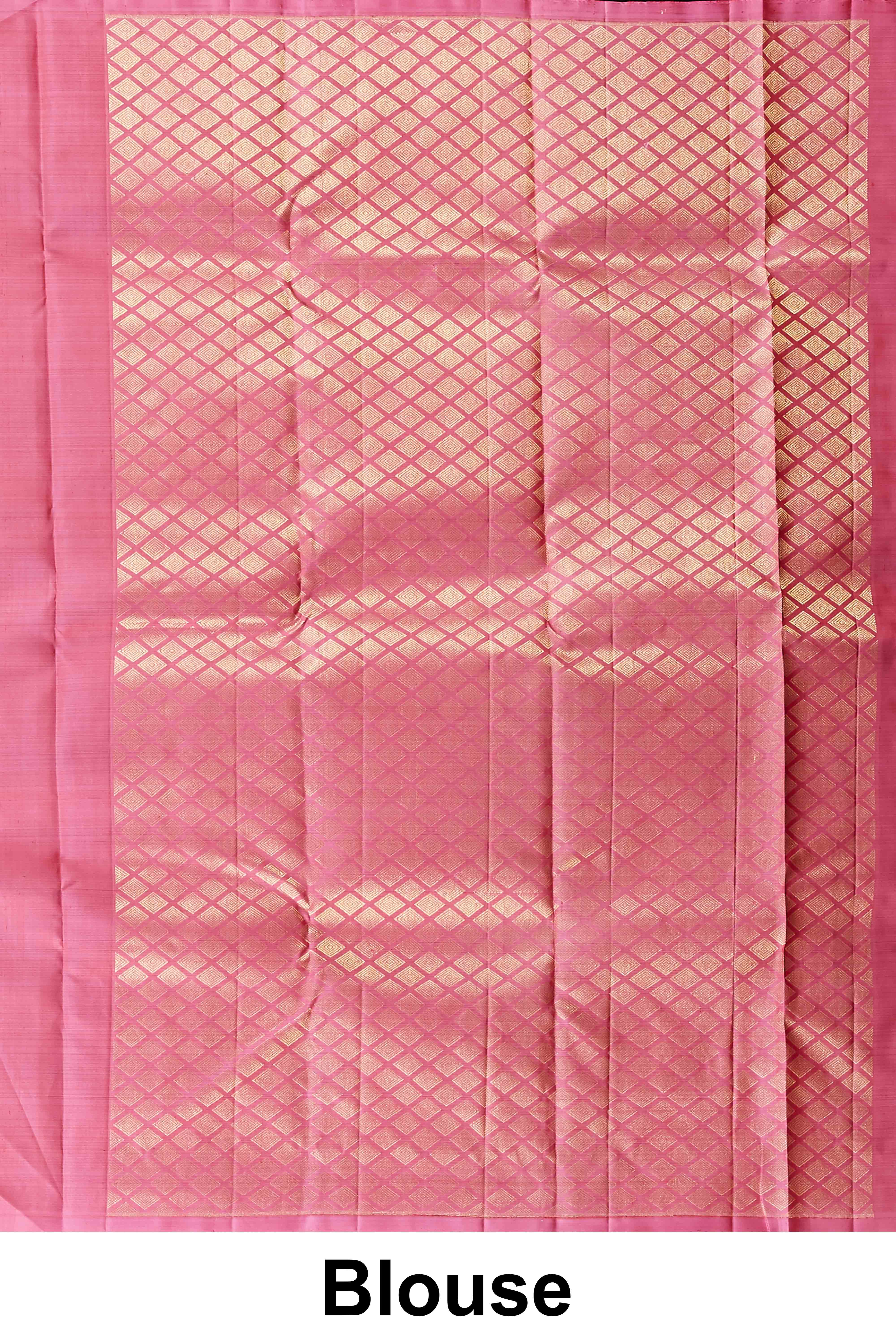 Elegant Black Kanchipuram Borderless Pure Silk Saree with Geometric Zari Buttas - Image 5