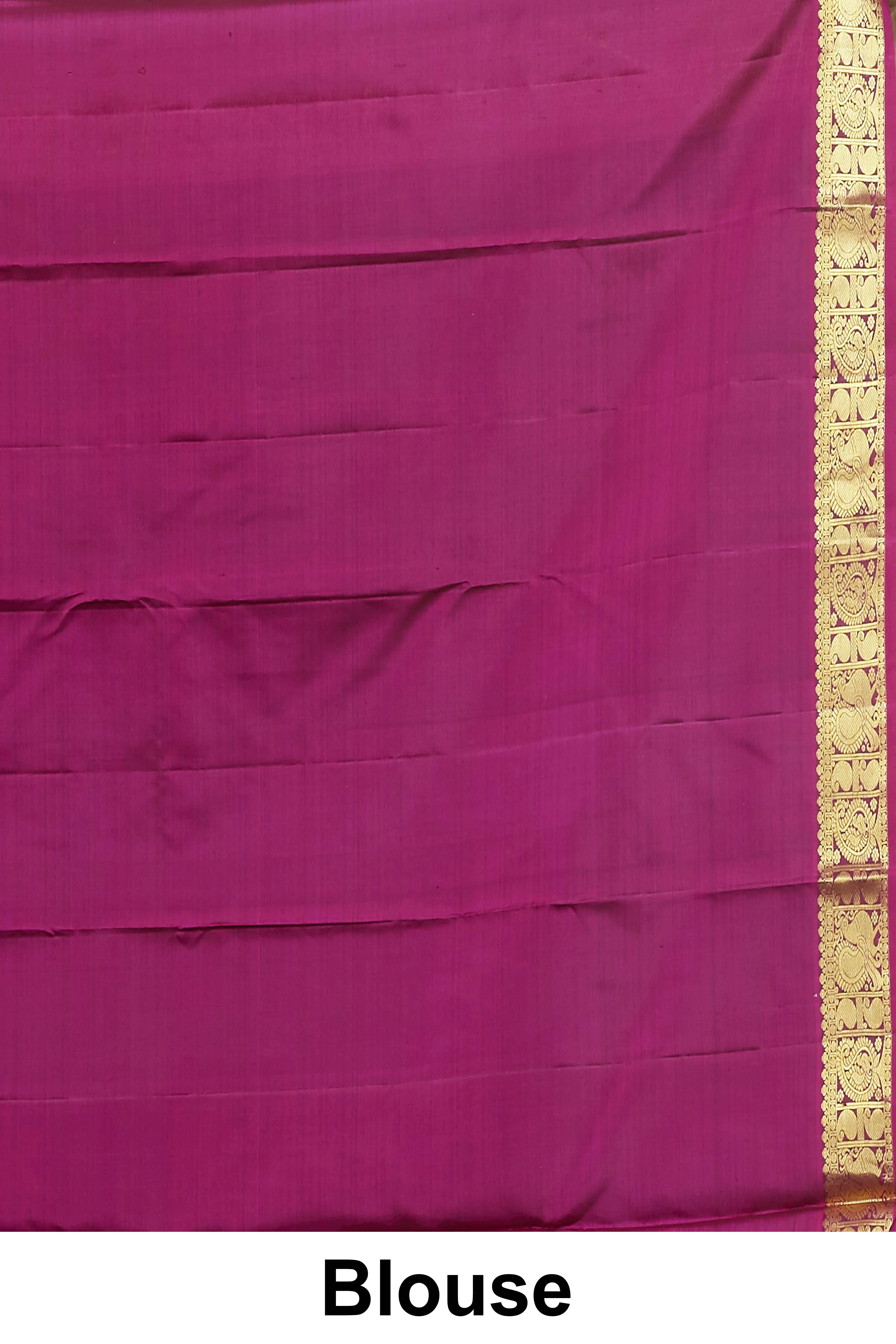 Kanchipuram Traditional Classics Saree in Deep Purple with Gold Zari Border and Contrast Pink Edging - Image 5