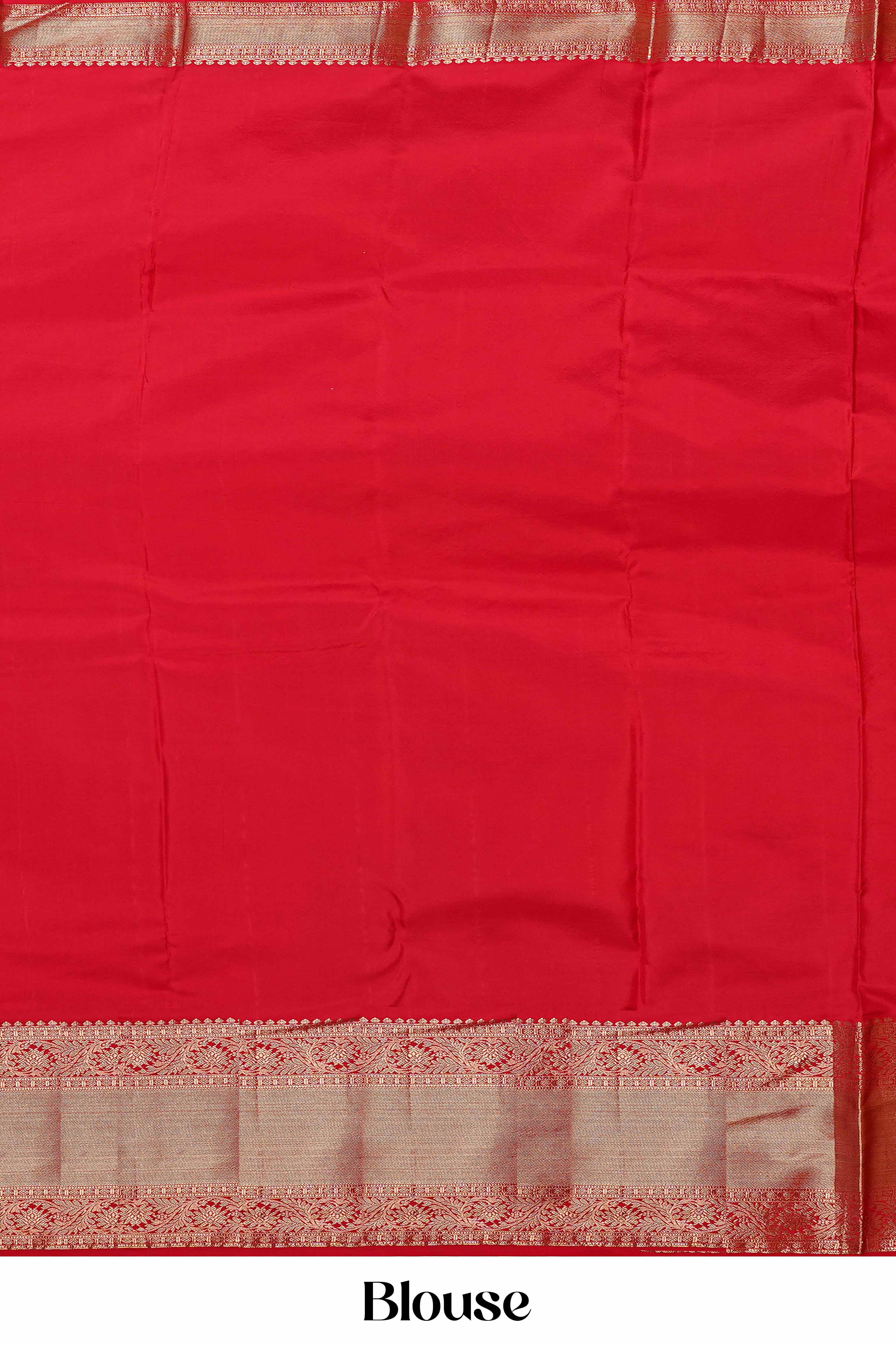 Ivory & Red Contrast Border Wings Design Kanchipuram Pure Silk Saree - Image 5