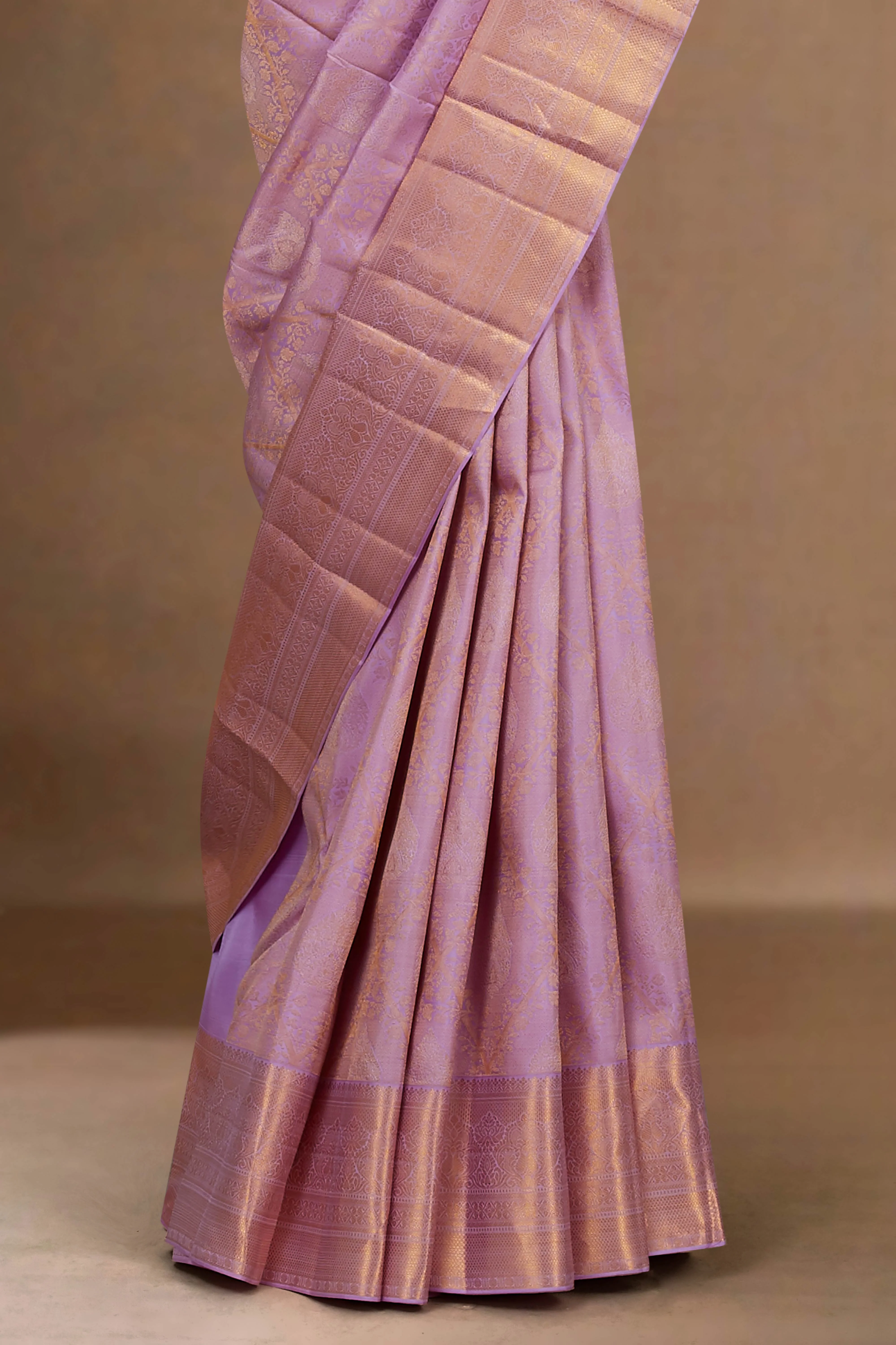 Lavender Swayamvara Pattu Jacquard Work With Zari Woven Border Saree - Image 3