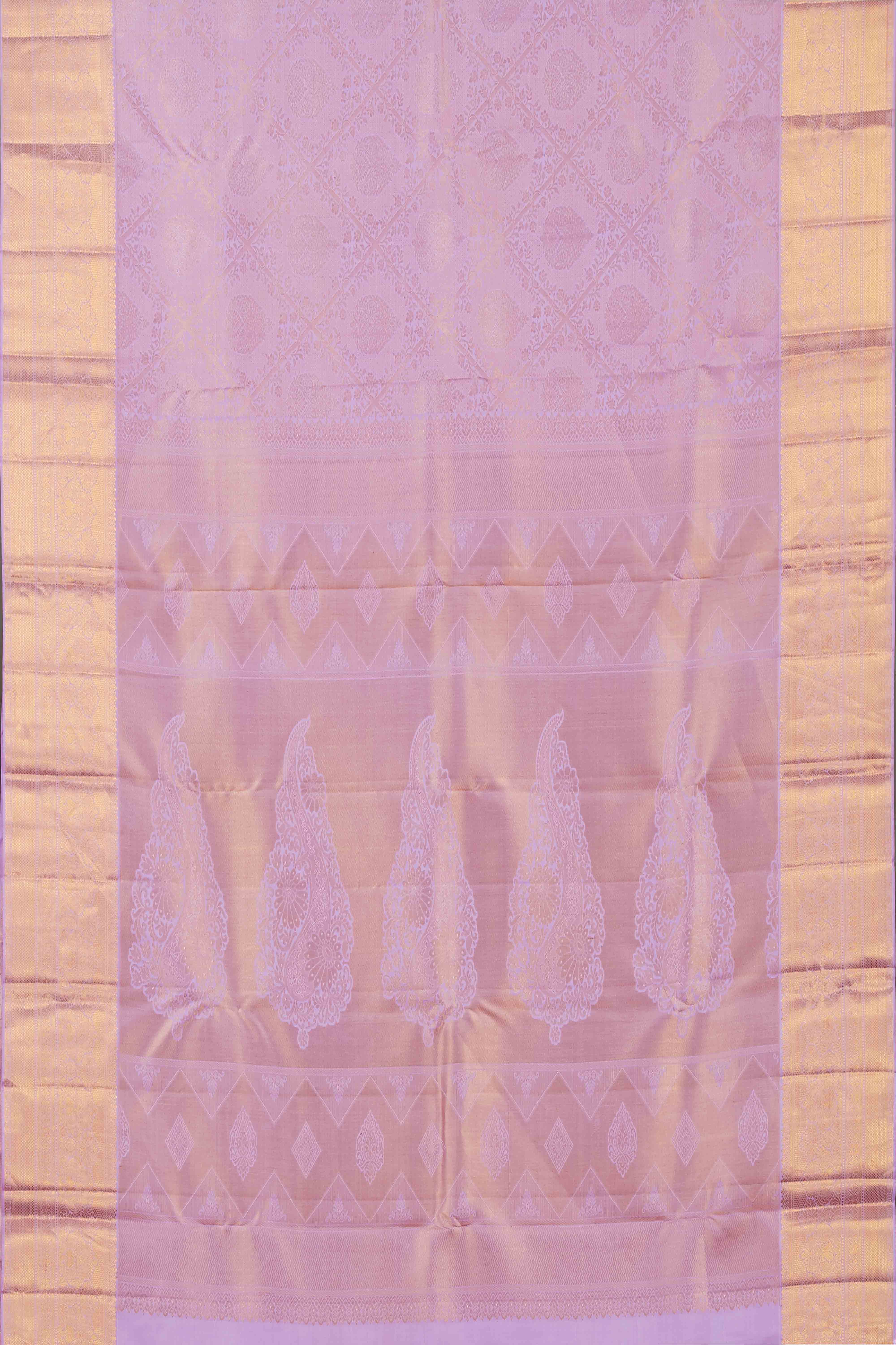 Lavender Swayamvara Pattu Jacquard Work With Zari Woven Border Saree - Image 4