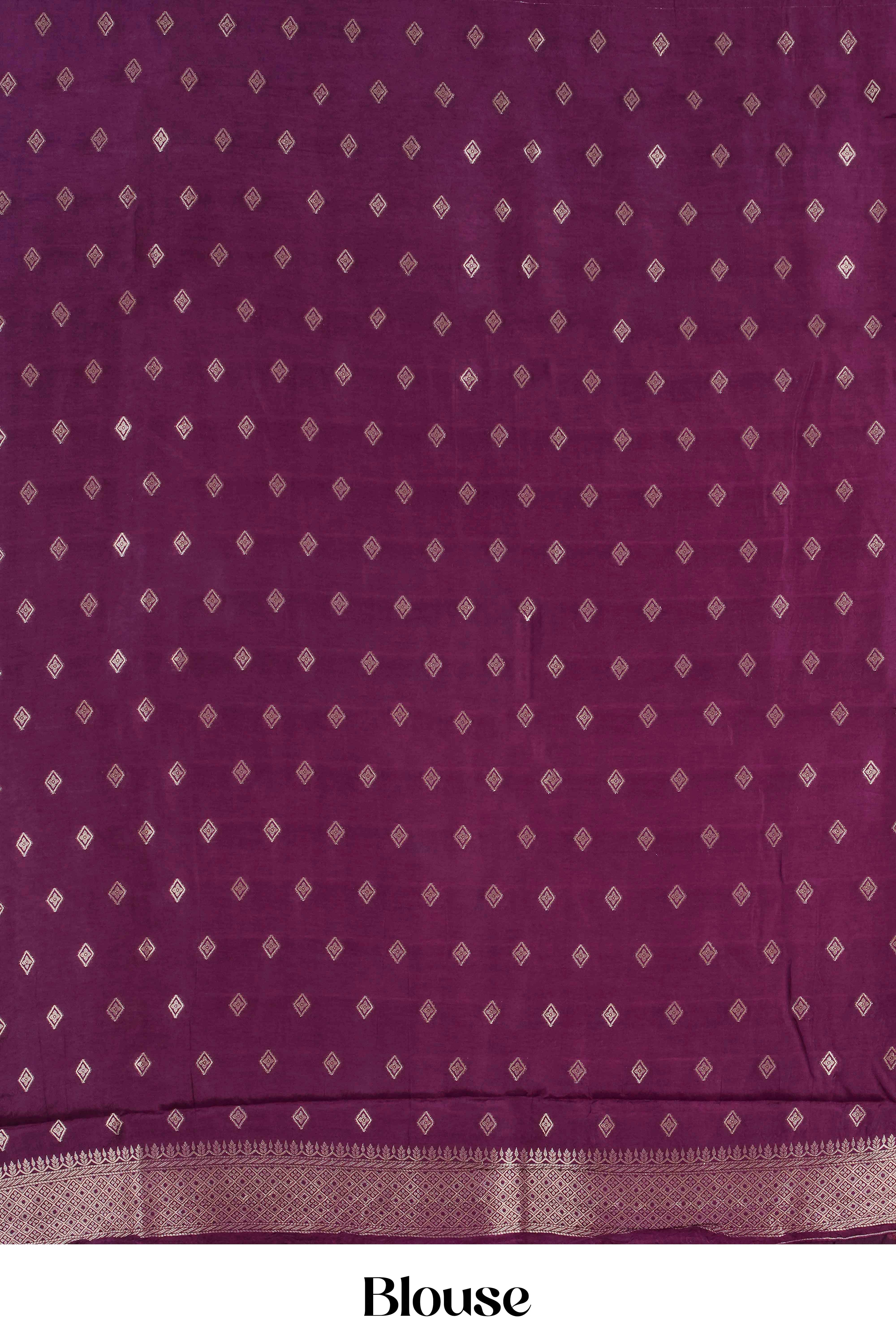 Mushru Silk With Gold Zari Round Designs Self Border - Image 7