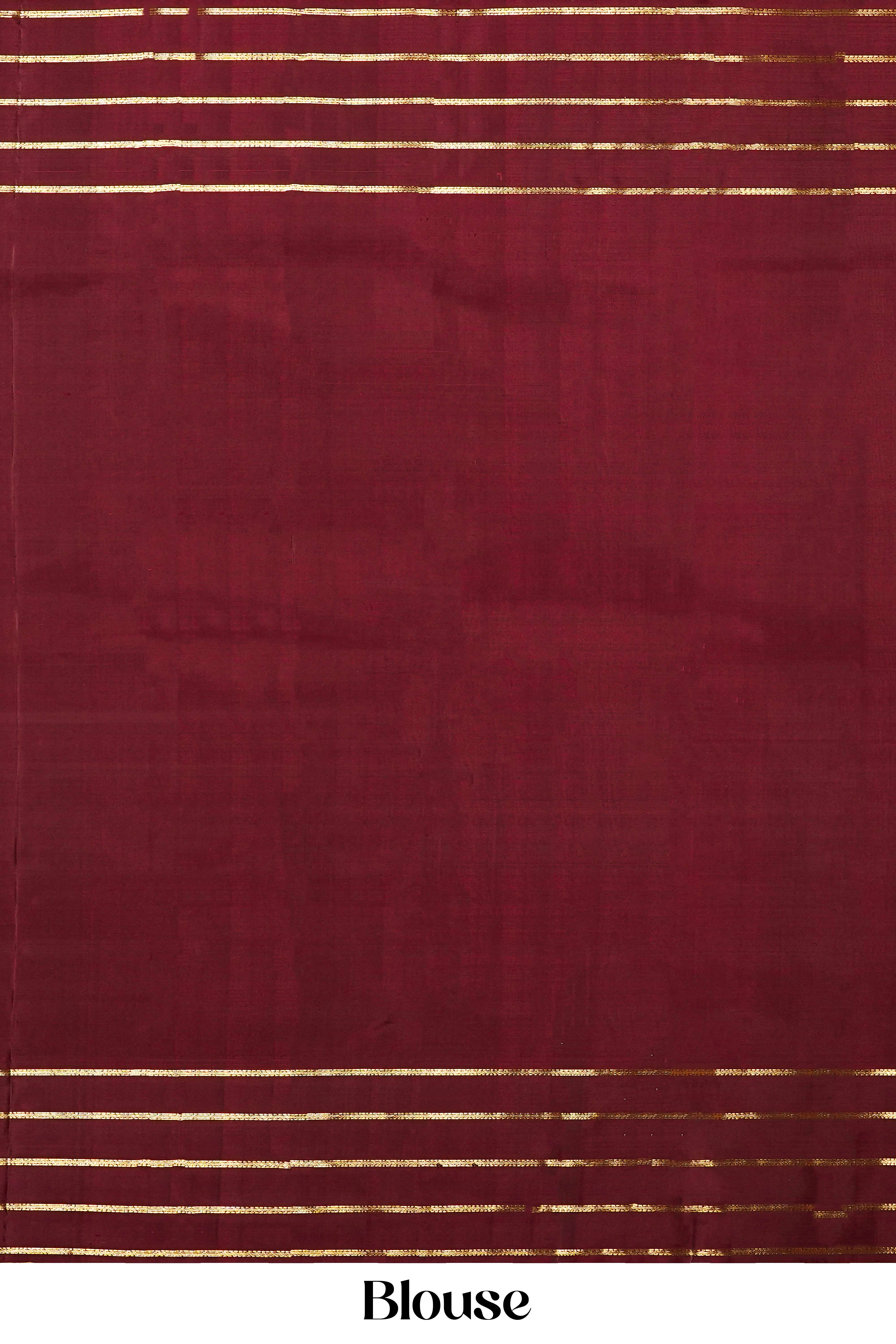 Teal Green & Maroon Checked Border Kanchipuram Pure Silk Saree - Image 5