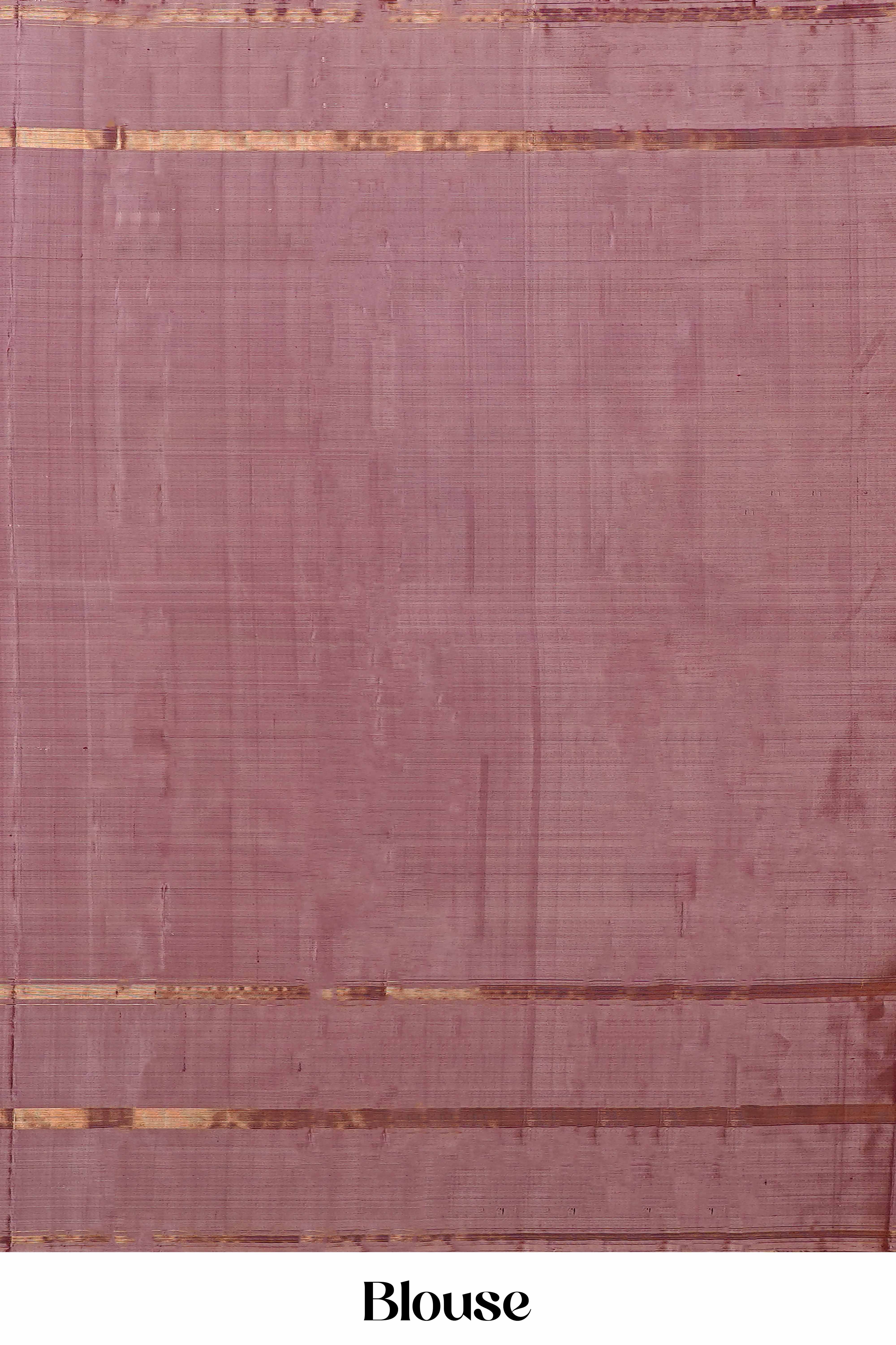 Kanchipuram Pure Silk Saree in Wine Red with Silver Zari Checked Border and Butta - Image 5