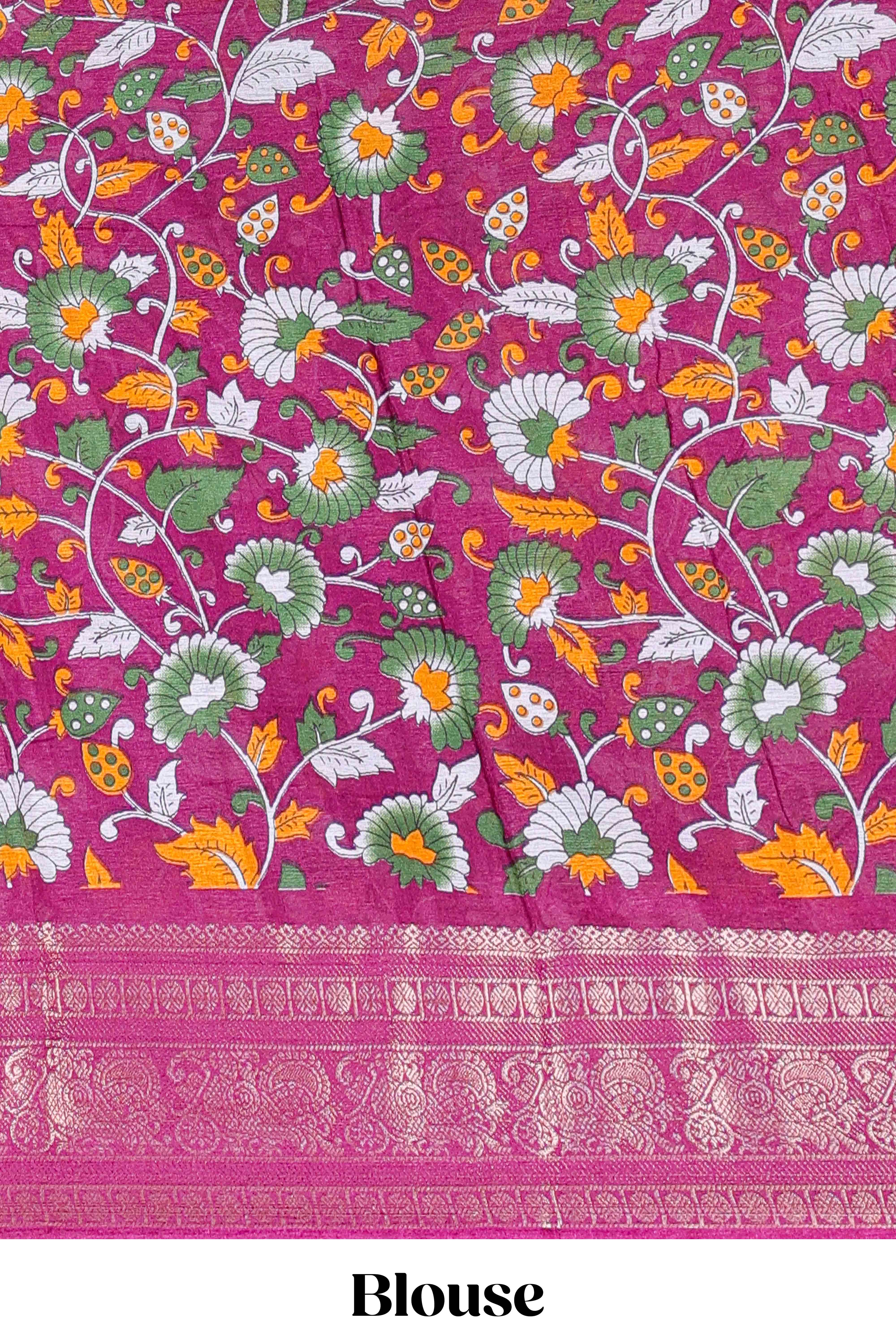 Green Tusser Silk Geometrical Design With Jacquard Border - Image 5