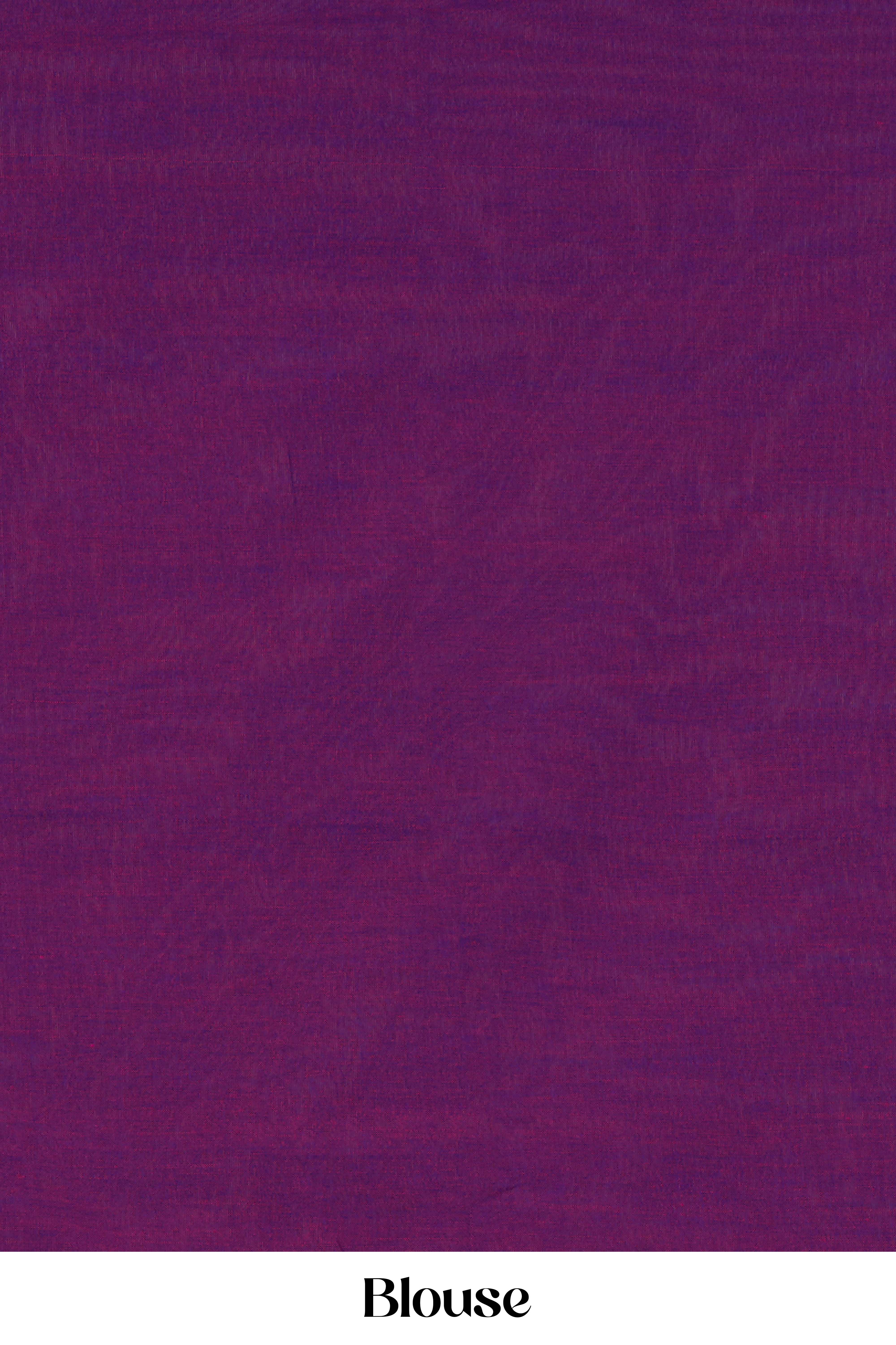 Lavender Borderless South Cotton Saree With Embroidery Work - Image 3