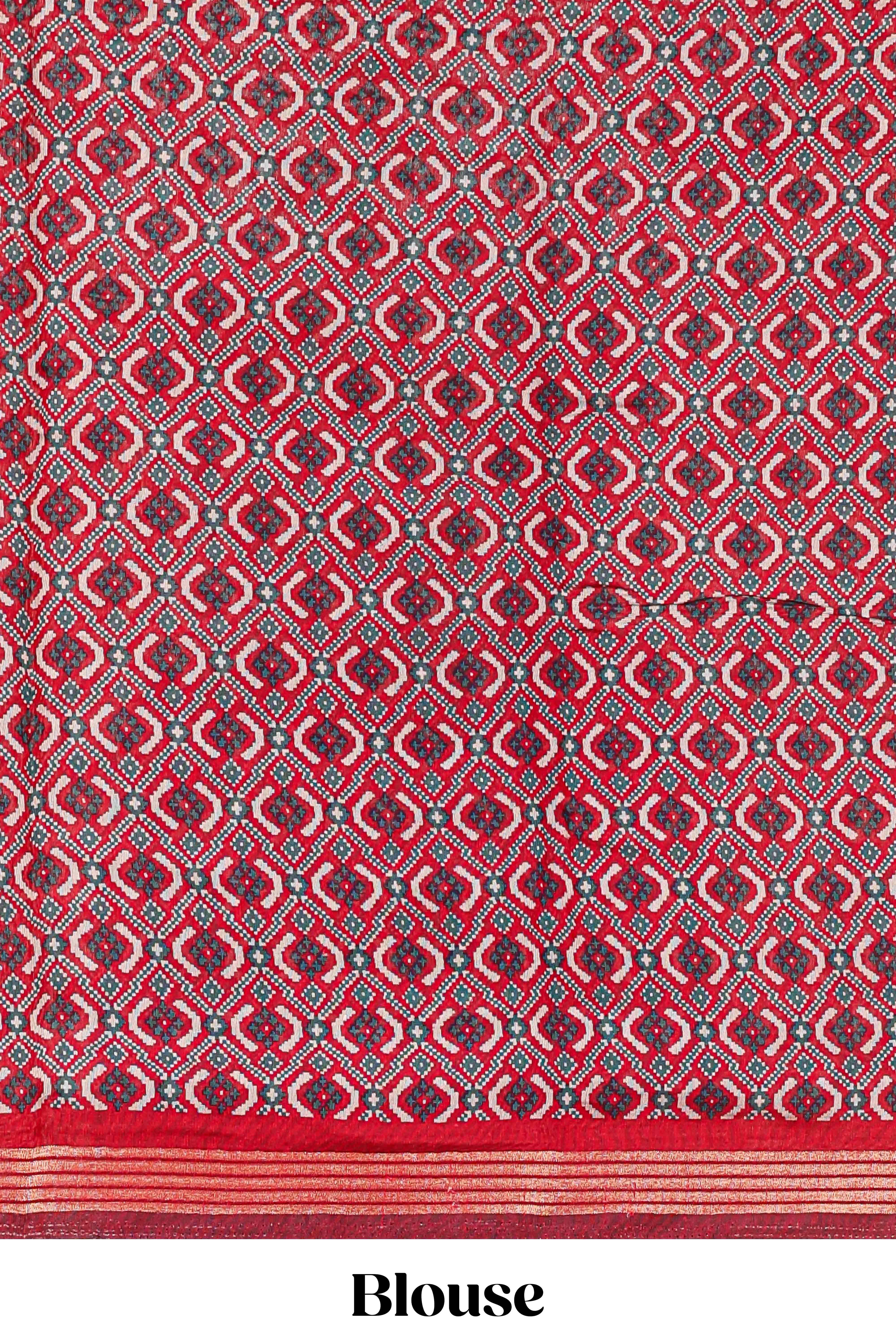 Lavender chanderi cotton saree featuring diagonal stripes and ikkat print pallu - Image 5
