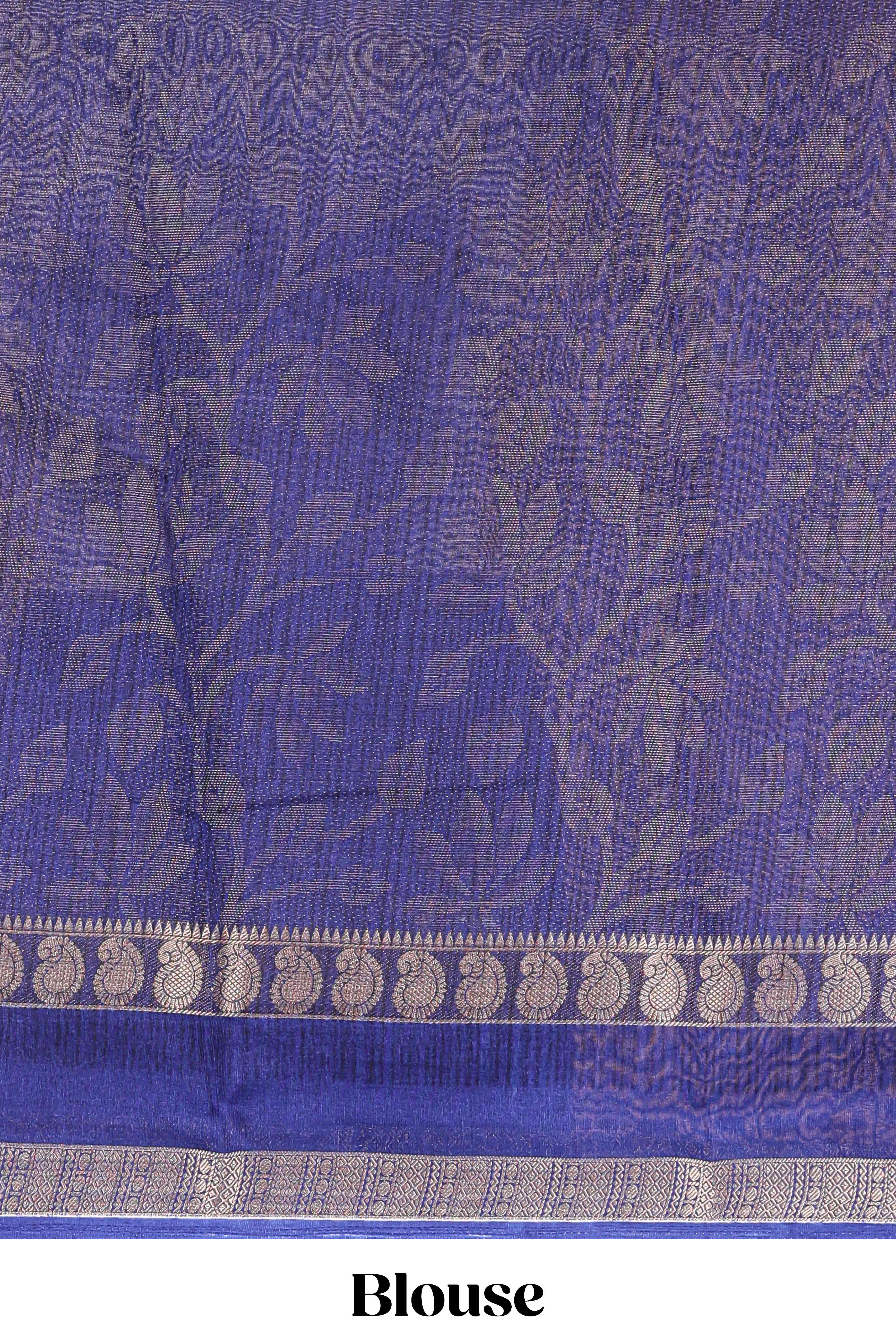 Lavender dola silk floral motifs saree with kalamkari inspired pallu and peacock zari border - Image 5