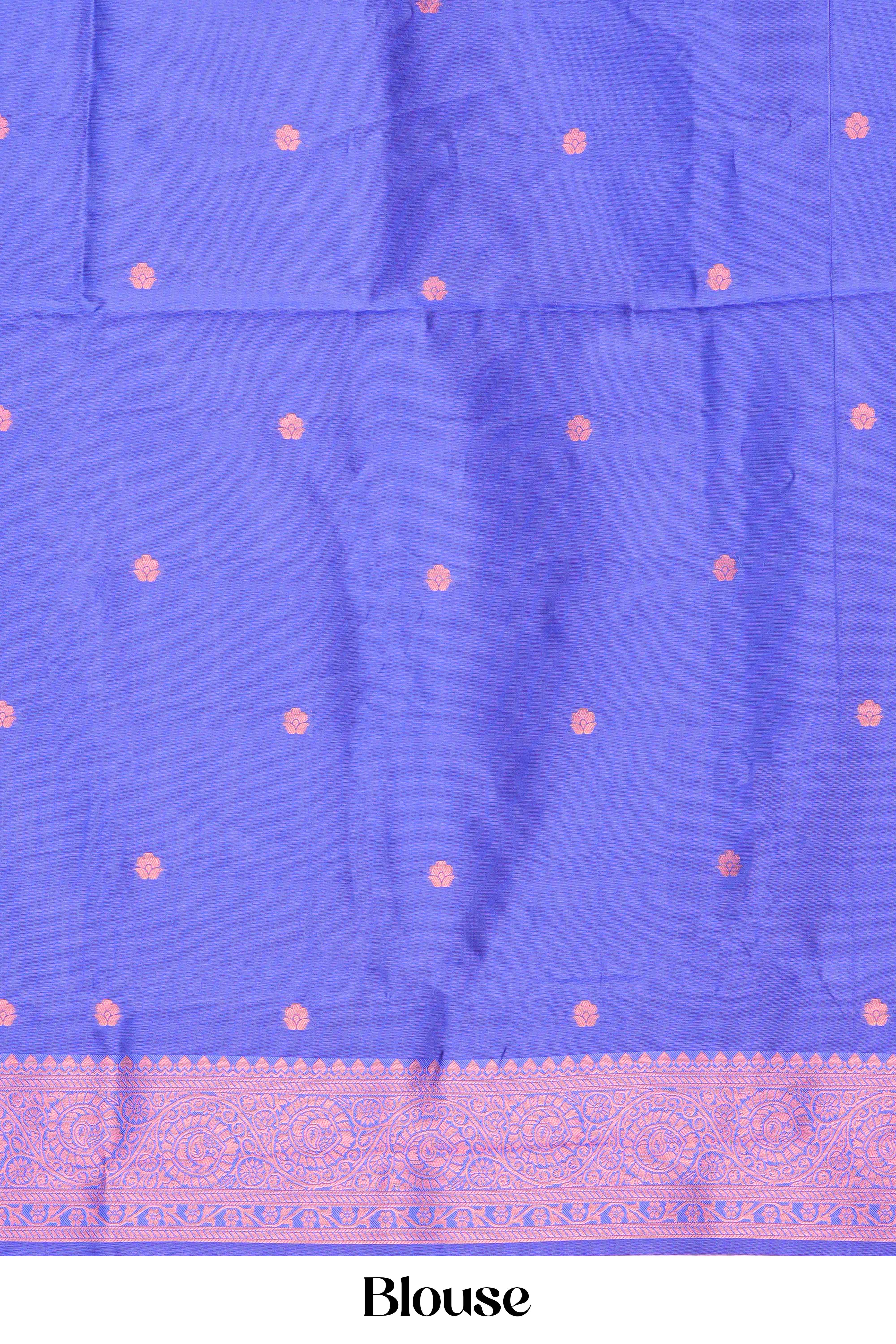 Lichi Silk Saree Floral Design Across The Body With Contrast Pallu - Image 3