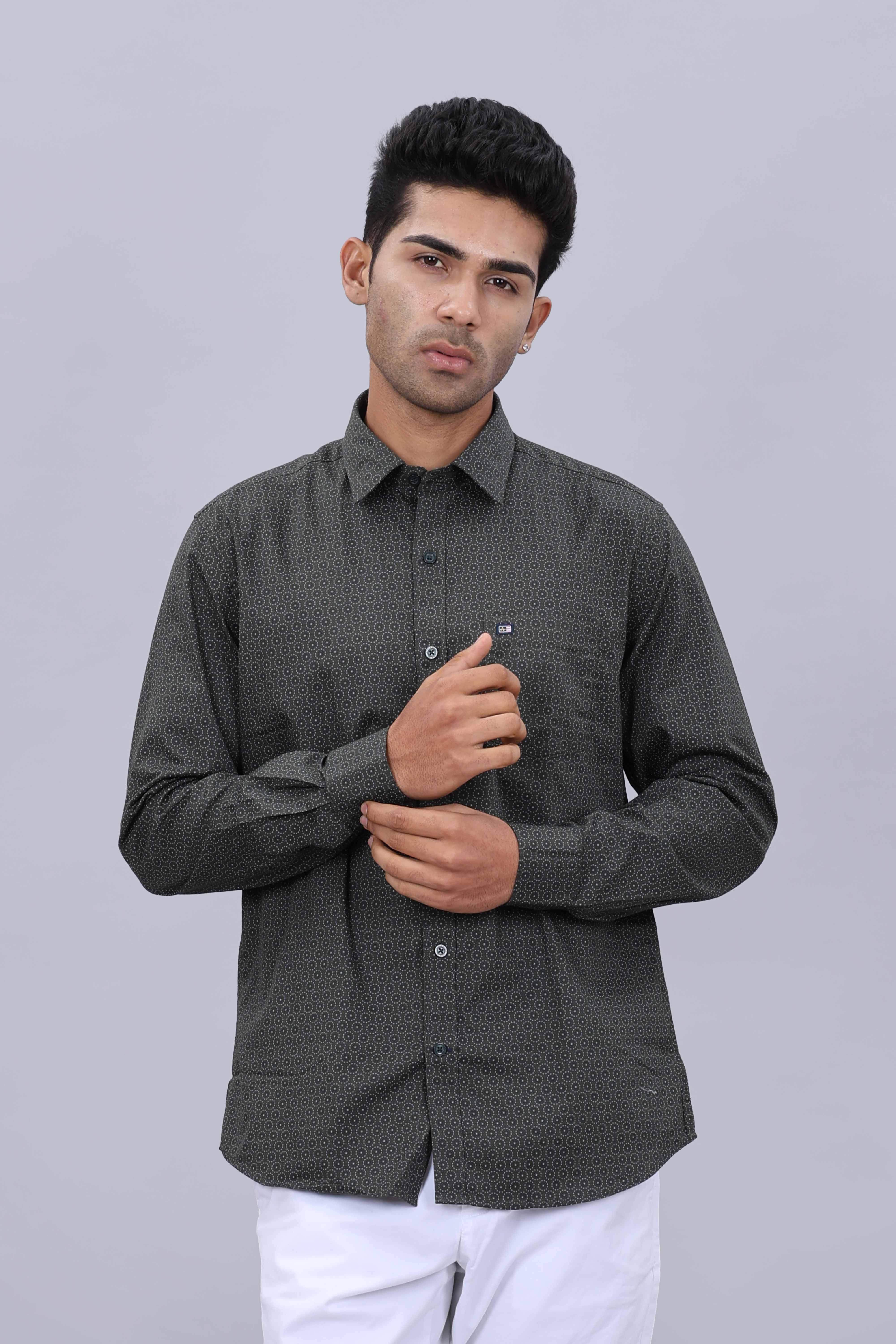 Men’s Pure Cotton Dobby Fancy Printed Slim Fit Casual Shirt - Image 4