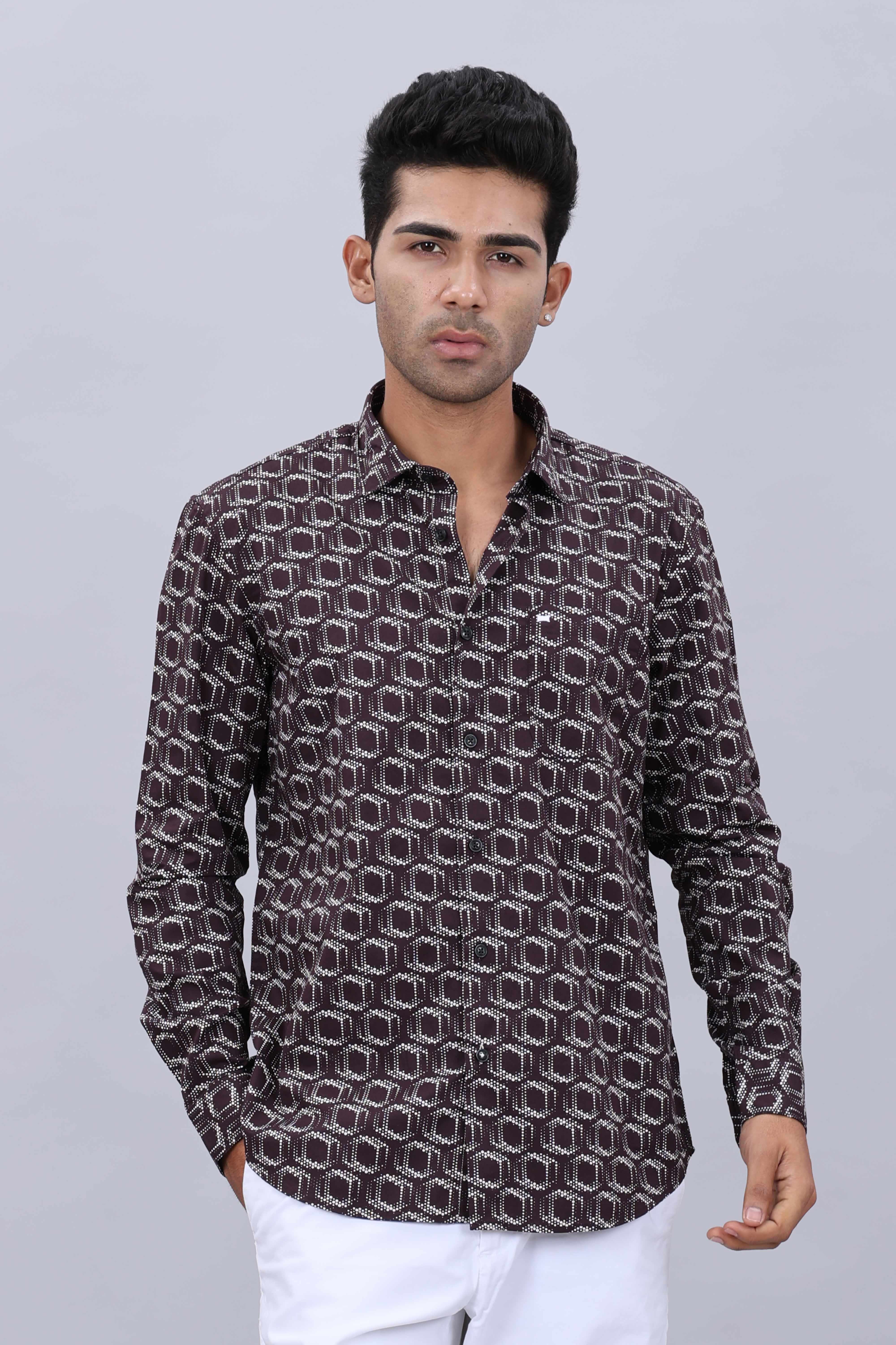 Men’s Pure Cotton Dobby Fancy Printed Slim Fit Casual Shirt - Image 4