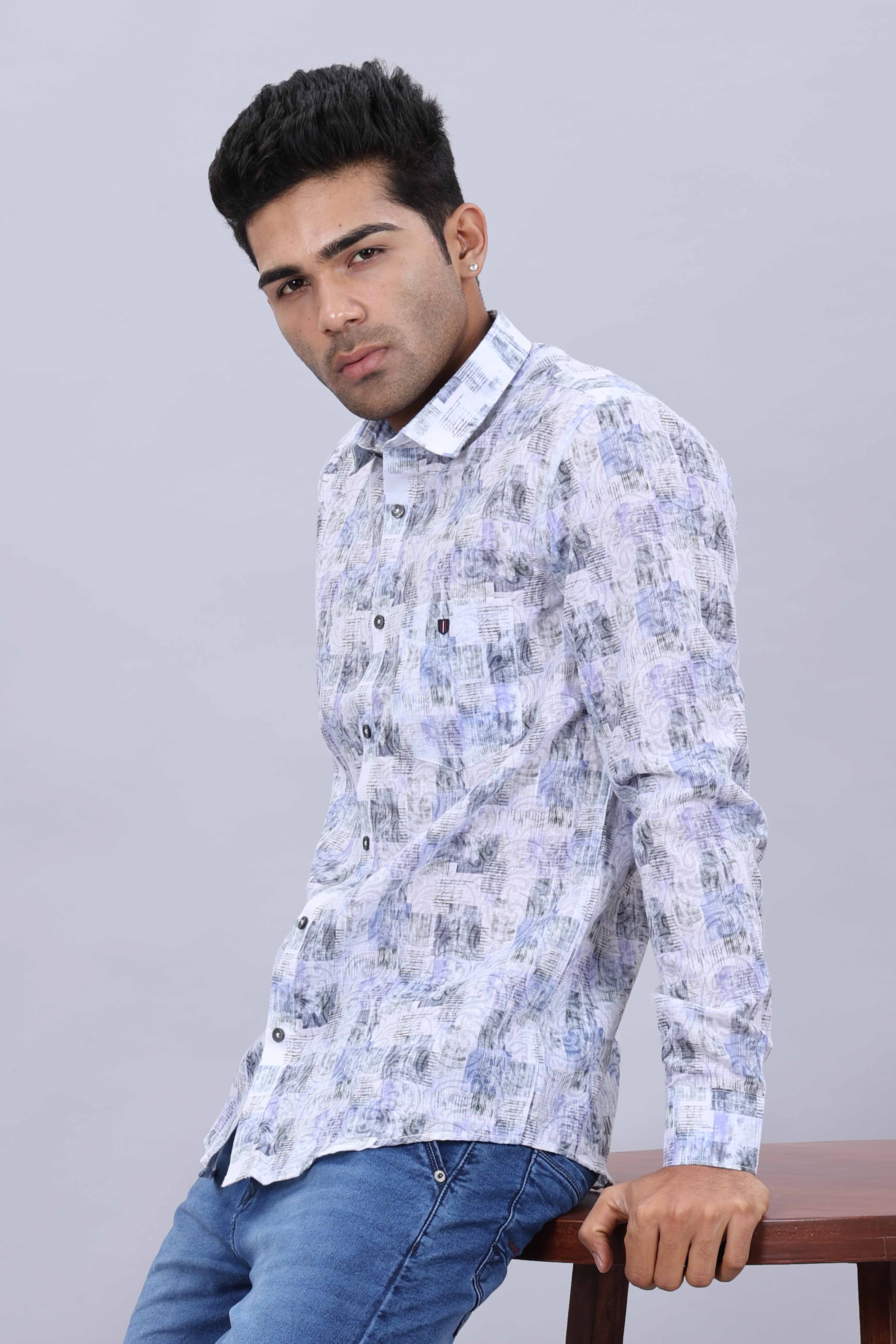 Men’s Pure Cotton Slim Fit Fancy Printed Collar Casual Shirt - Image 3