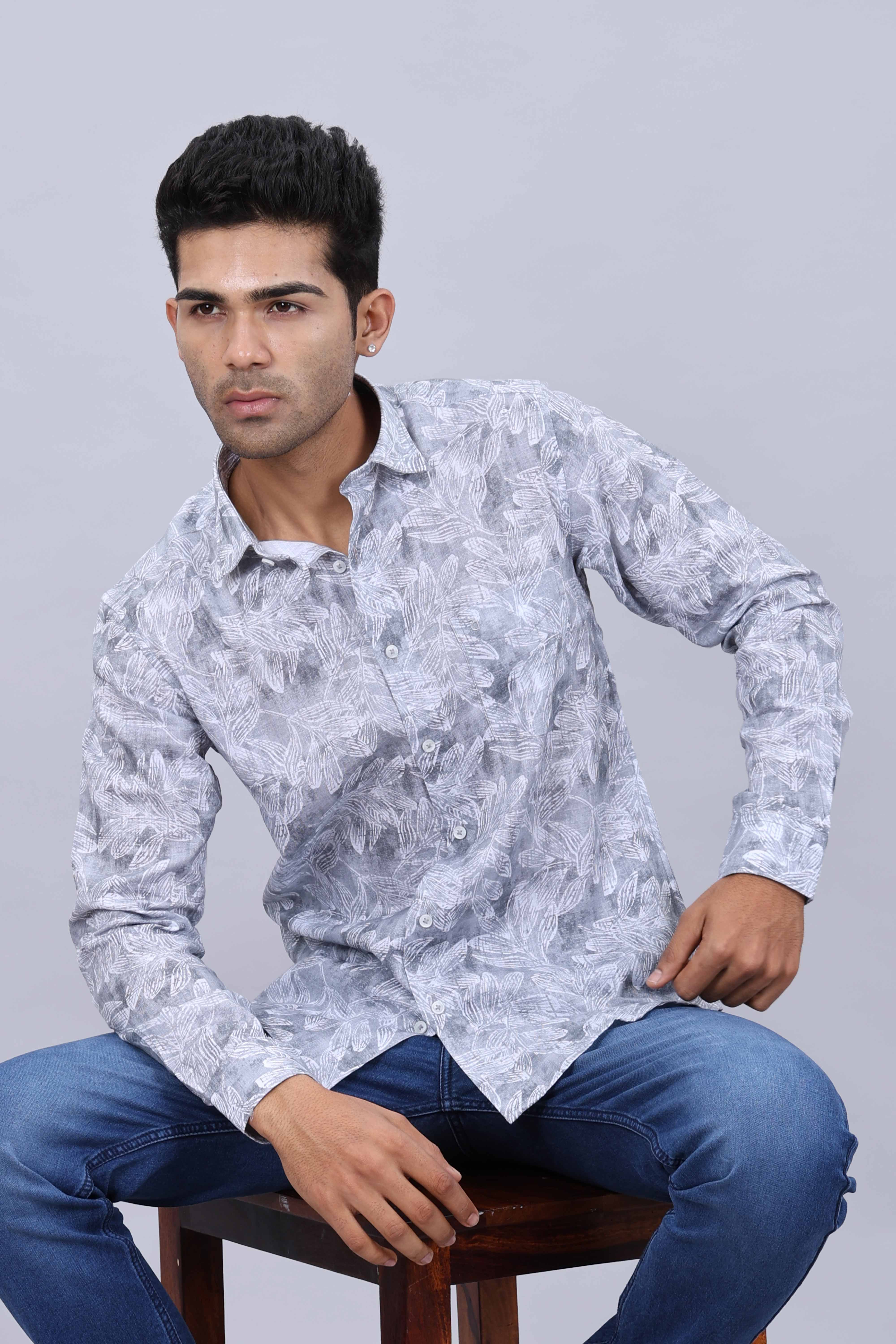 Men’s Slim Fit Pure Cotton Dobby Printed Casual Shirt - Image 4