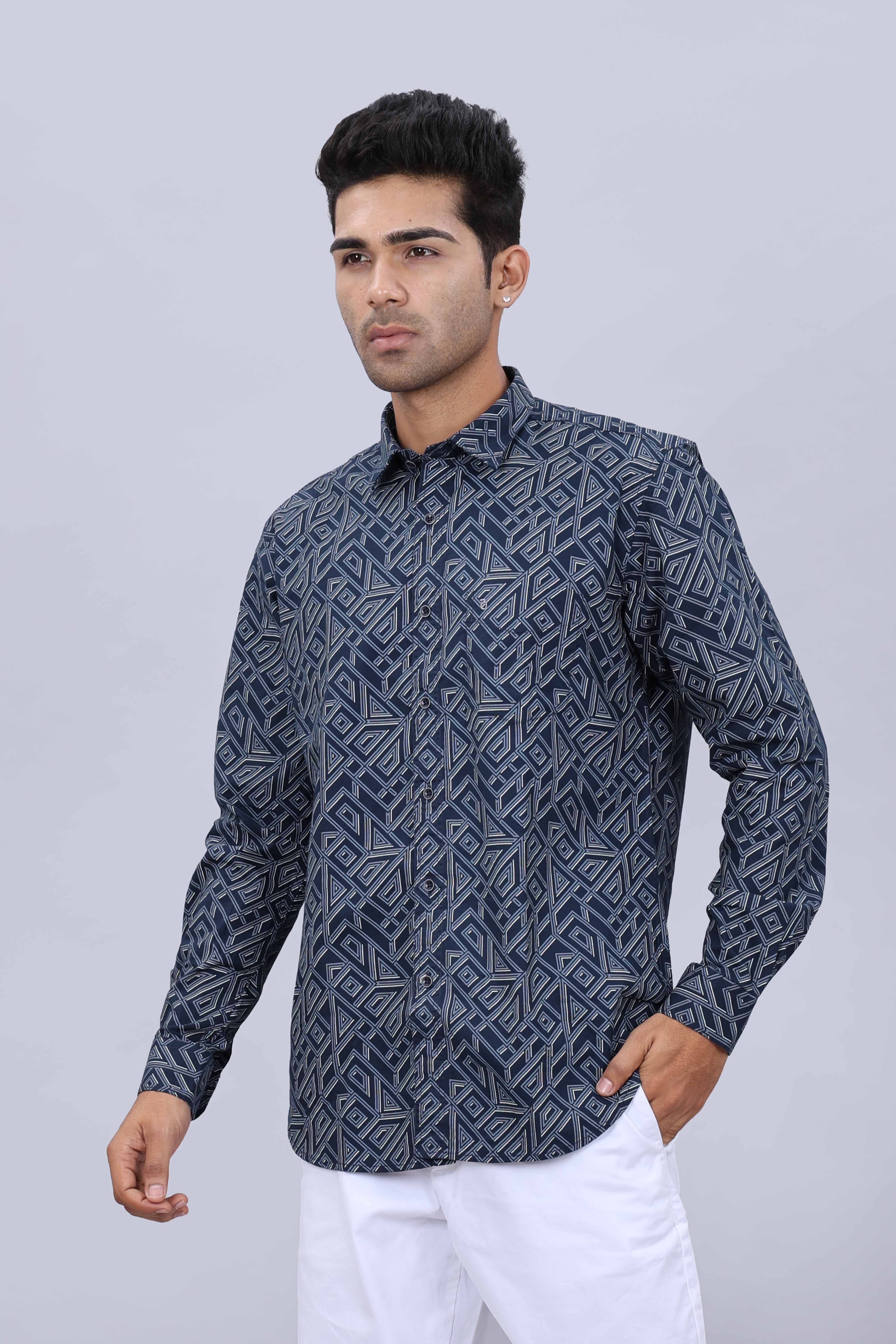 Men’s Slim Fit Pure Cotton Dobby Printed Casual Shirt - Image 3