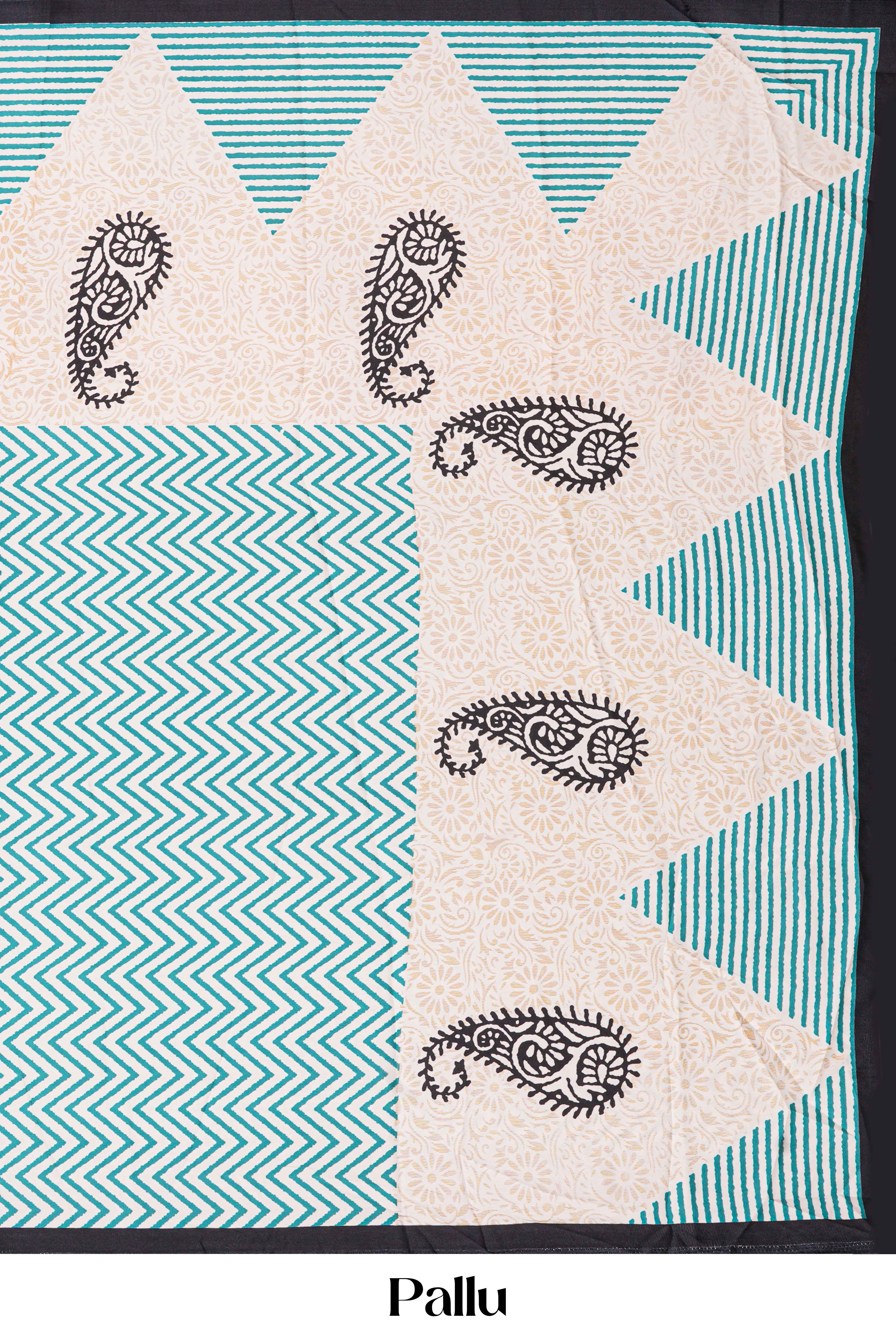 Modal Silk Saree Lightweight ,Flowy. Chevron Design ,Contrast Border Along With Floral Printed Blouse - Image 5
