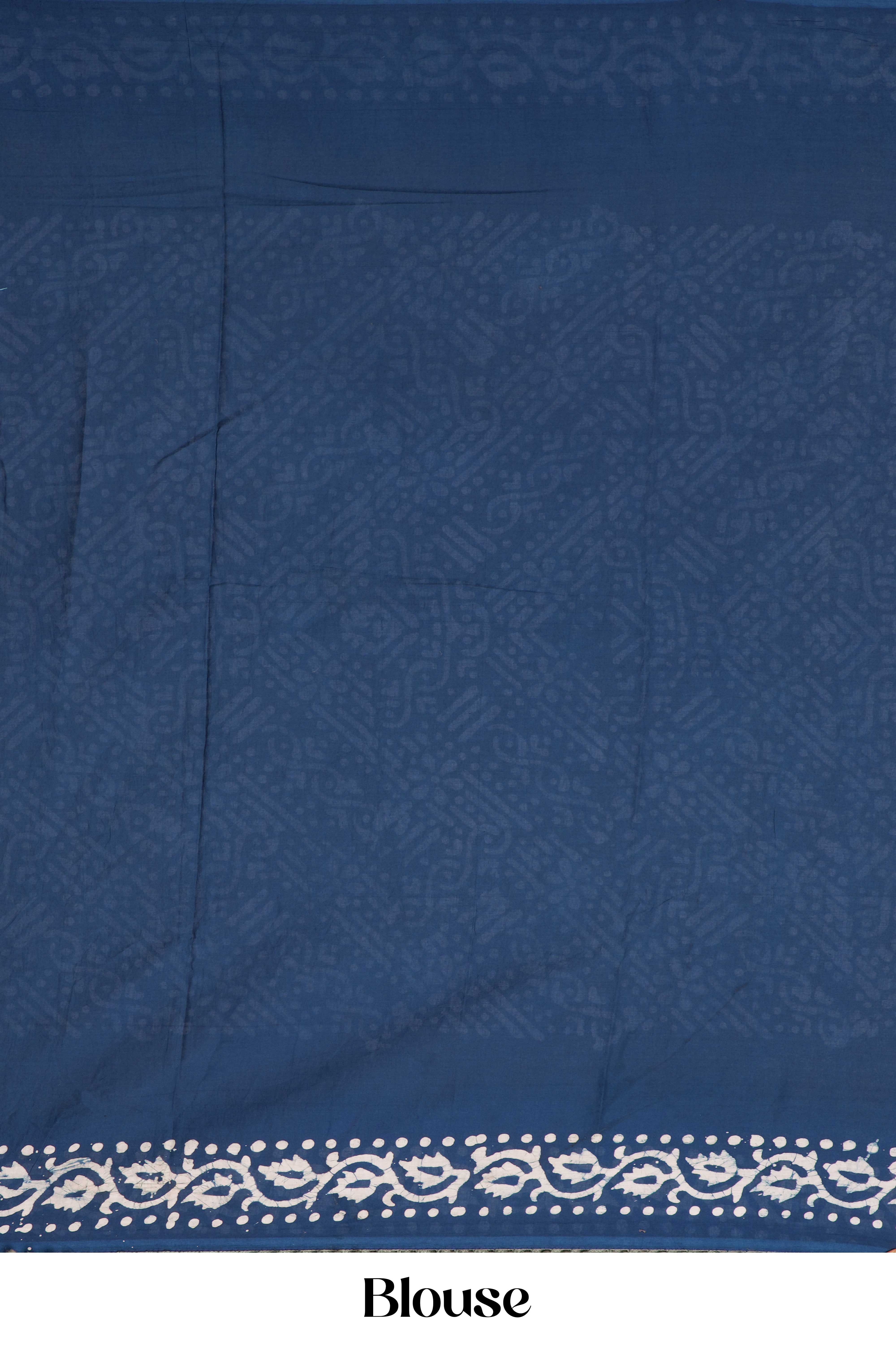 Mul Mul Cotton Saree Batik Print Across The Body With Contrast Pallu - Image 3