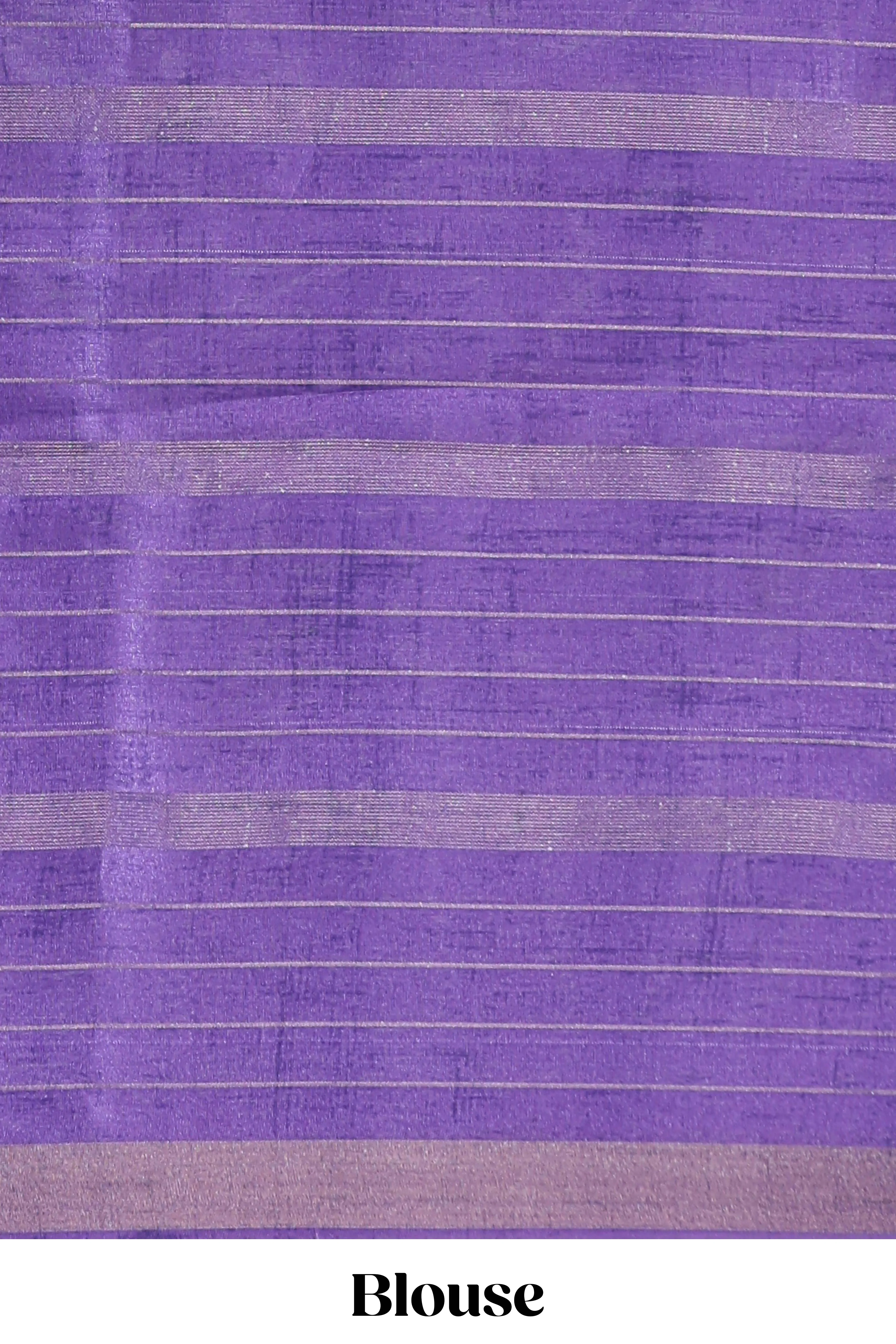 Multi colour and floral design  semi tussar saree with contrast border and  matching blouse - Image 5