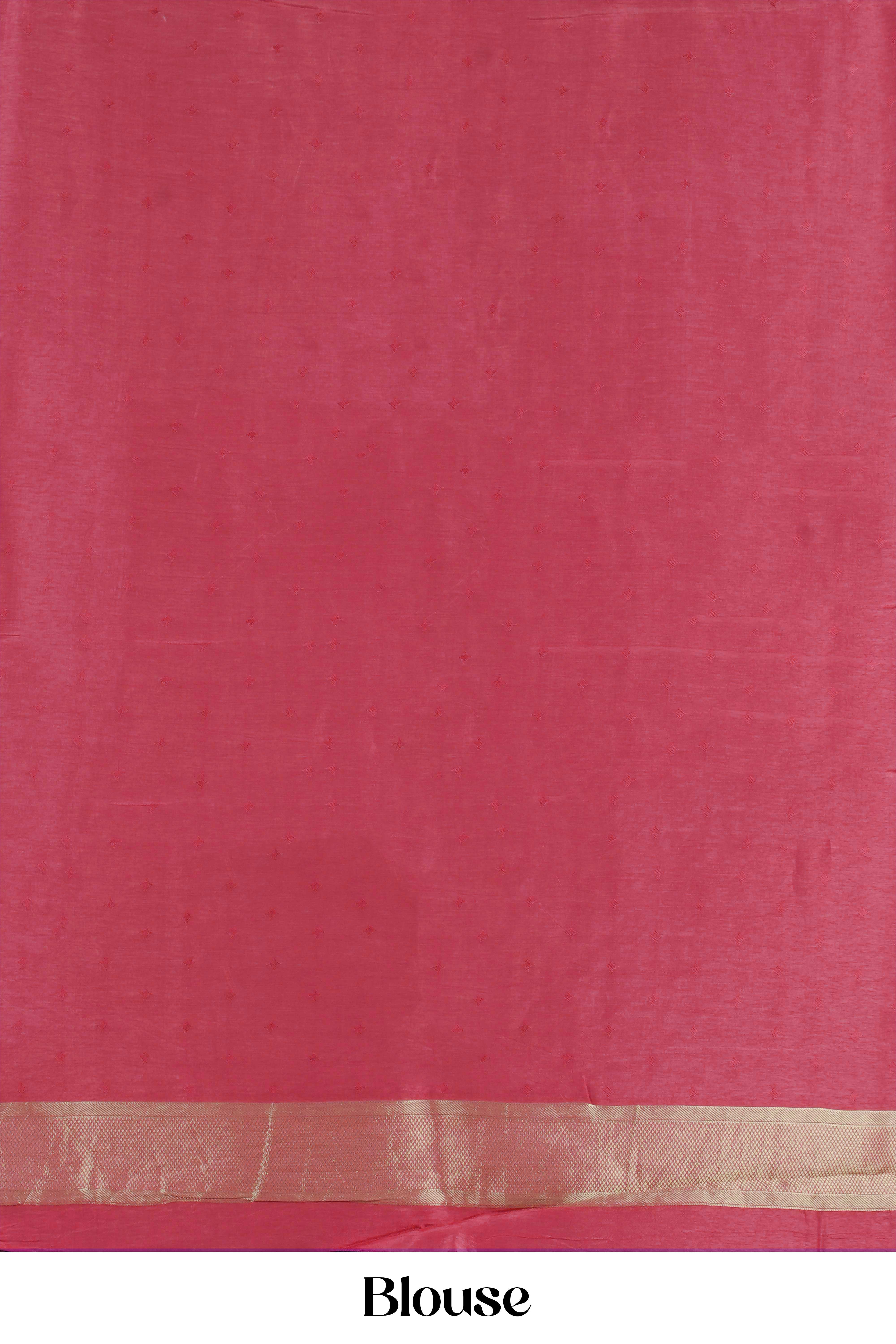 Mushru Silk With Gold Zari Floral Butta Designs Self Border - Image 5