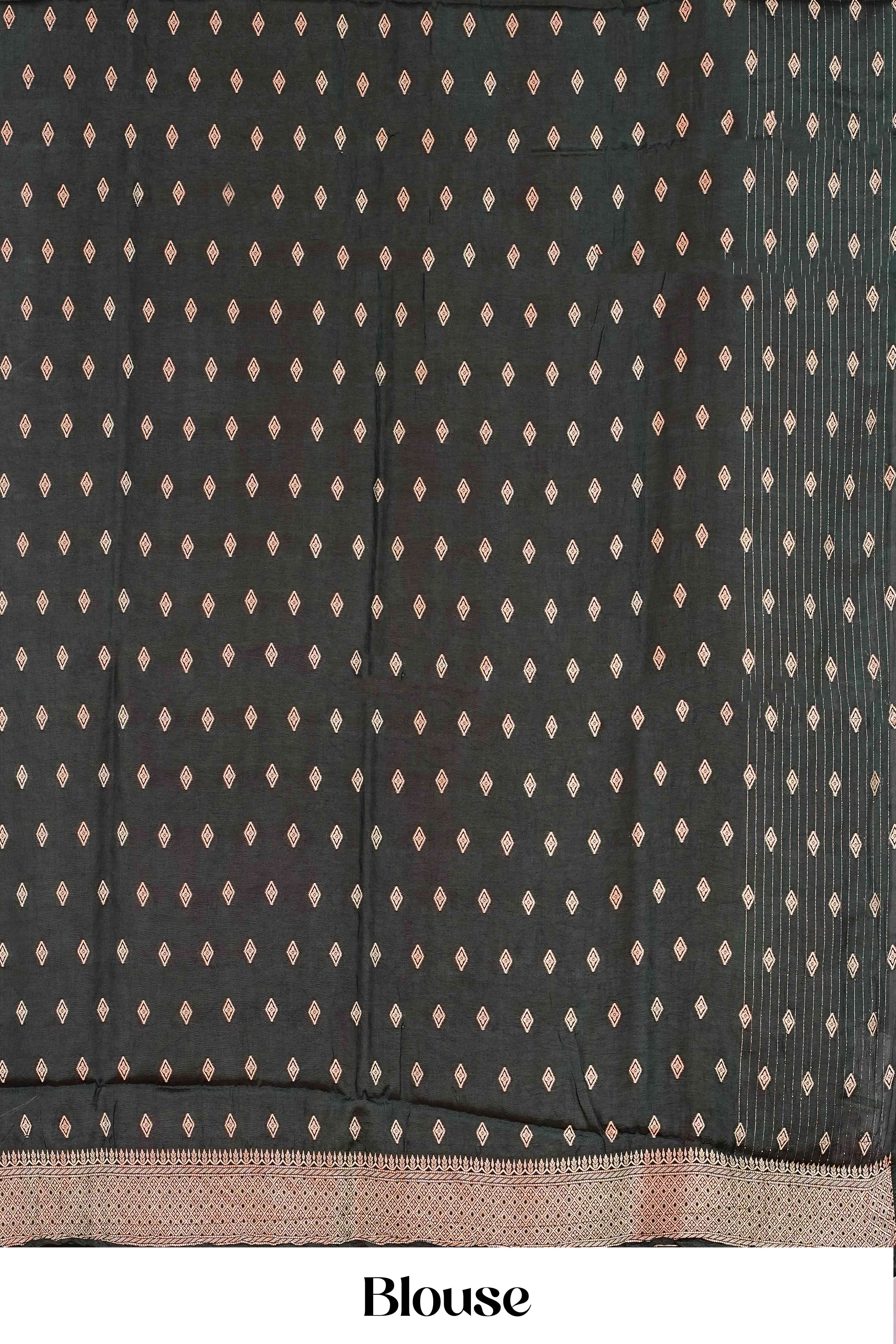 Mushru Silk With Gold Zari Round Designs Self Border - Image 6