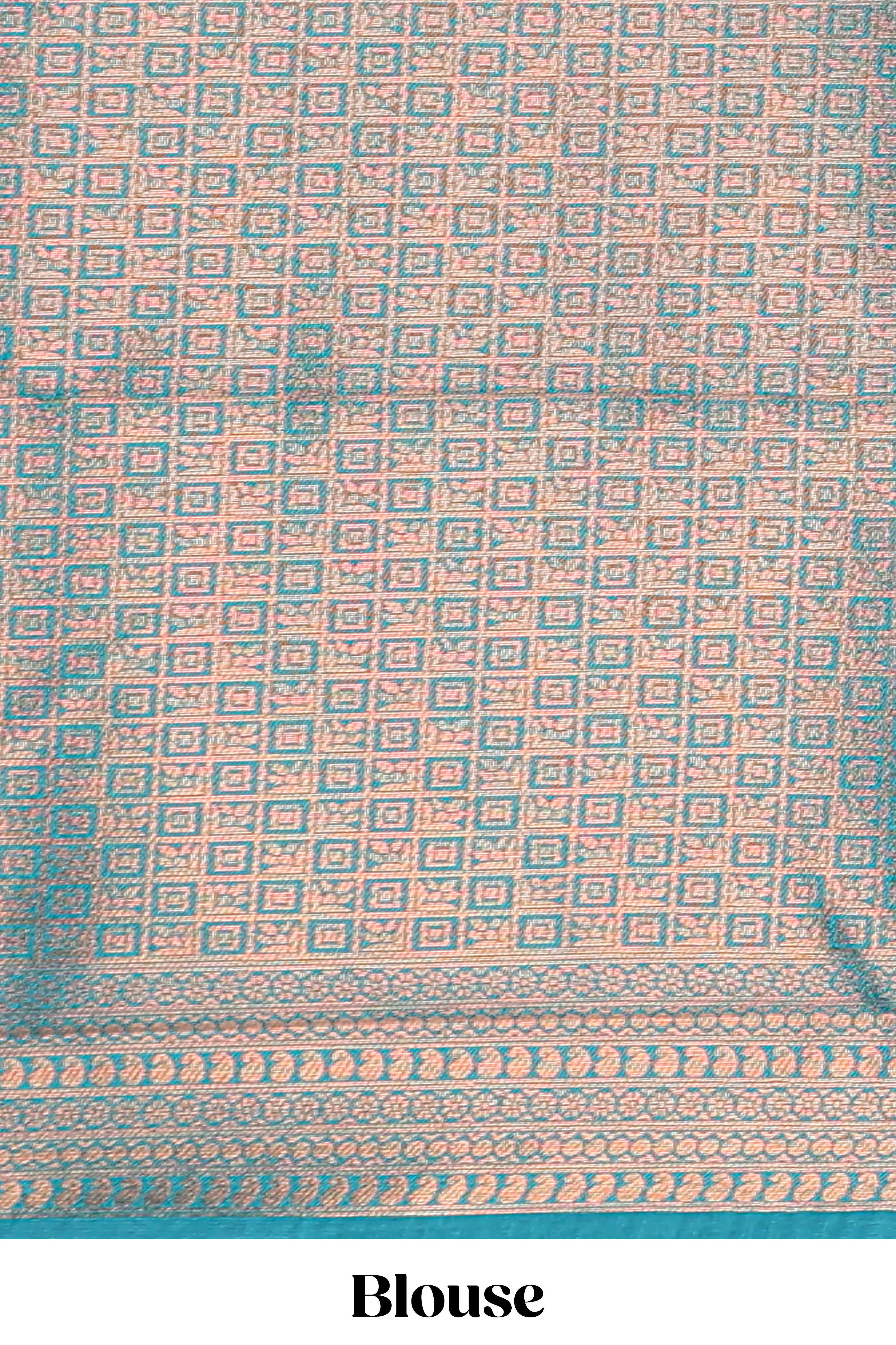 Pink pallakku design zari buttas litchi silk saree with contrast zari border and blouse - Image 5