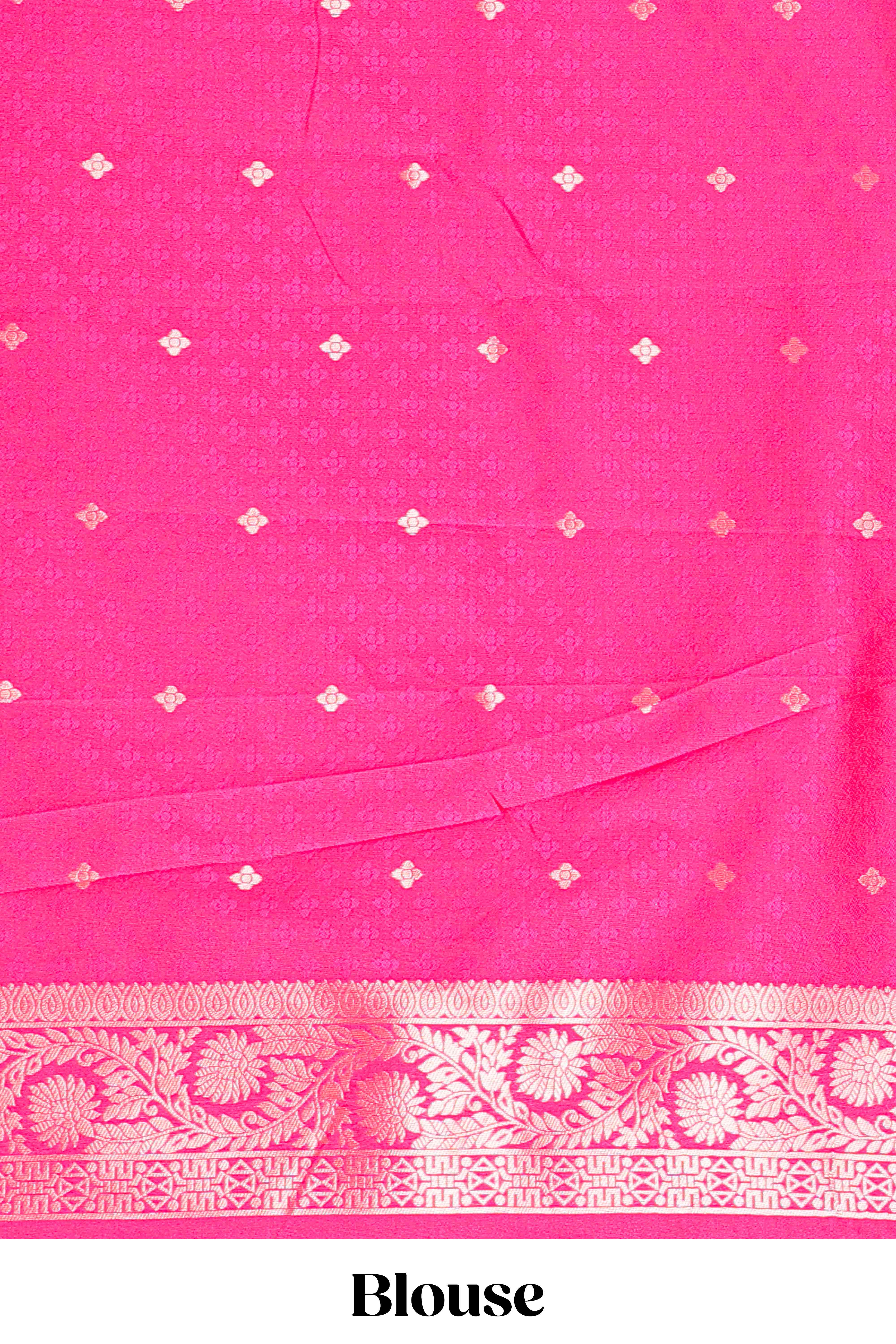 Pink Semi Soft Silk Saree Body Rain Drop Butti and Border Nandhi Motifs and Grand Zari Rich Pallu - Image 5