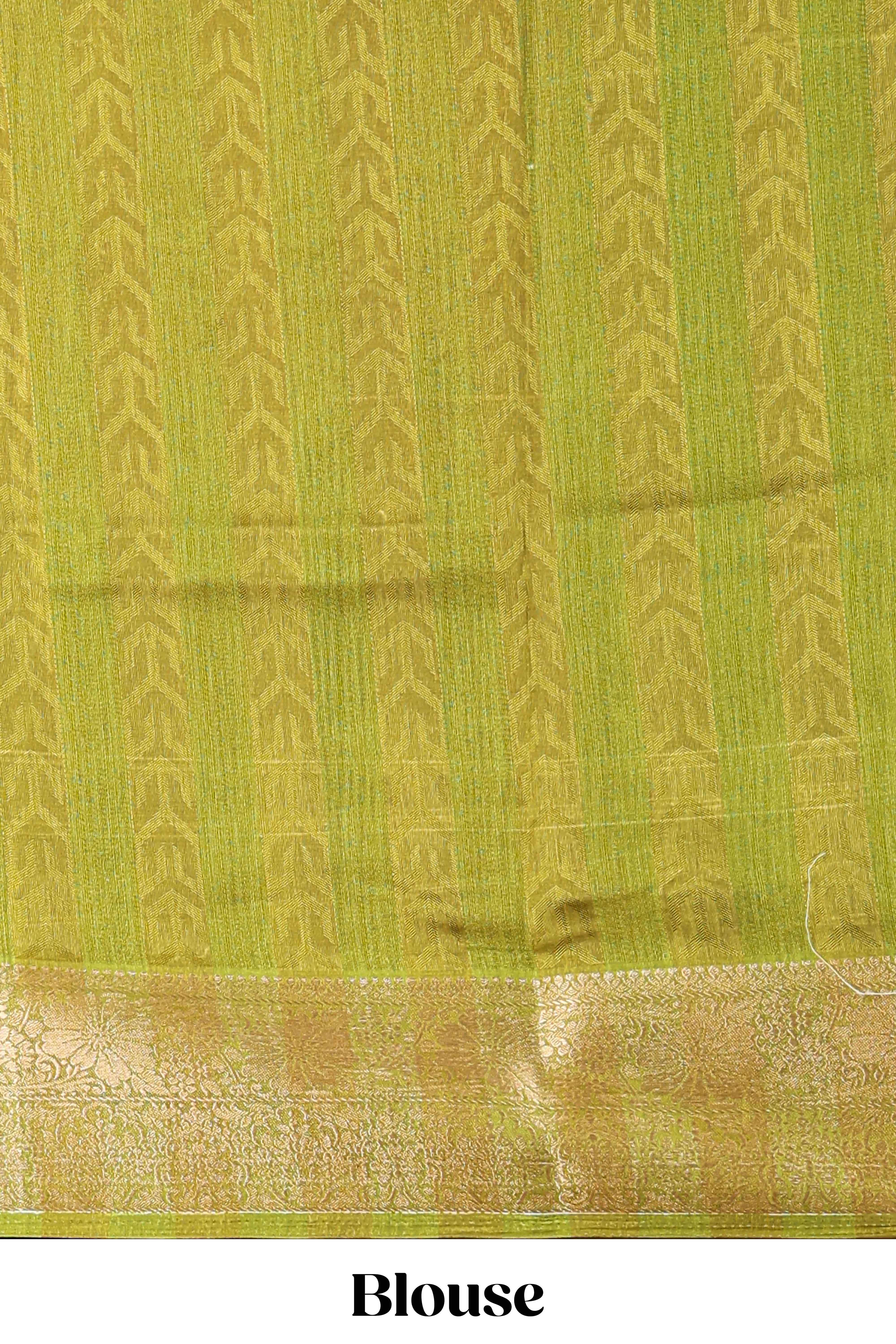 Pink striped floral and elephant themed marsh georgette saree with contrast zari border and printed pallu - Image 5