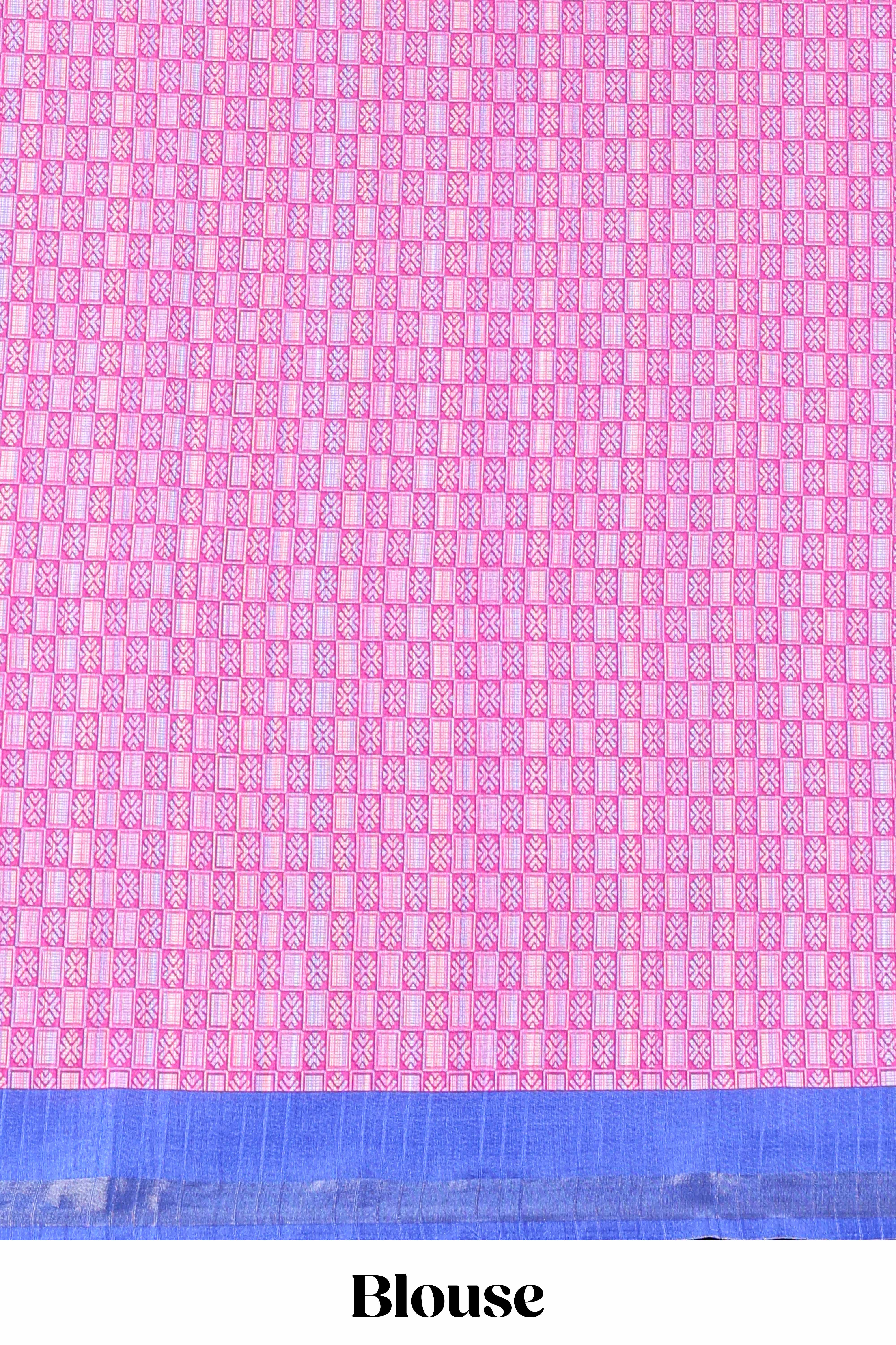 Pink striped floral butta art tussar saree with contrast zari border and matching pallu - Image 5