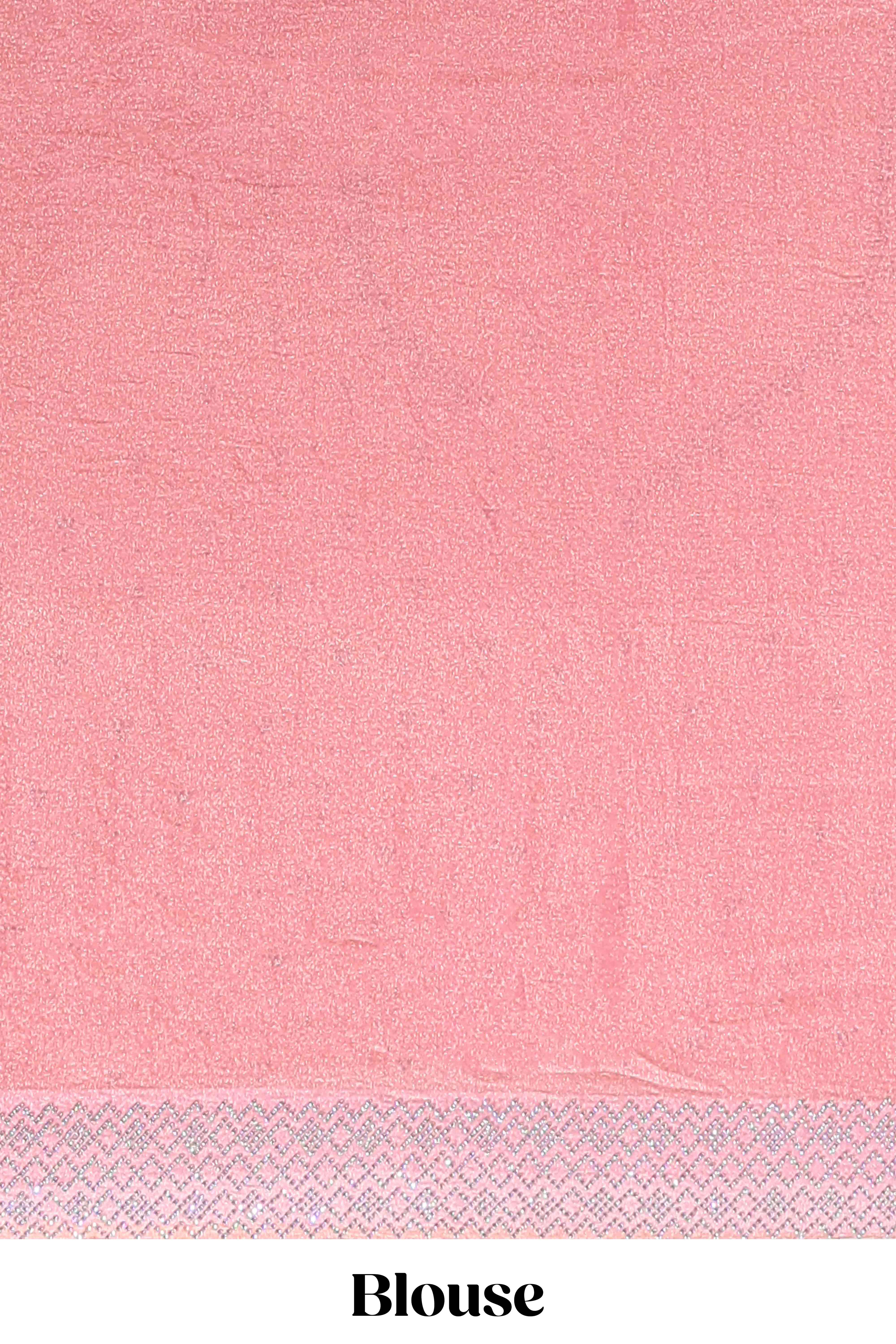 Pink stripes chamki work all over body designer saree with self design border matching blouse - Image 5