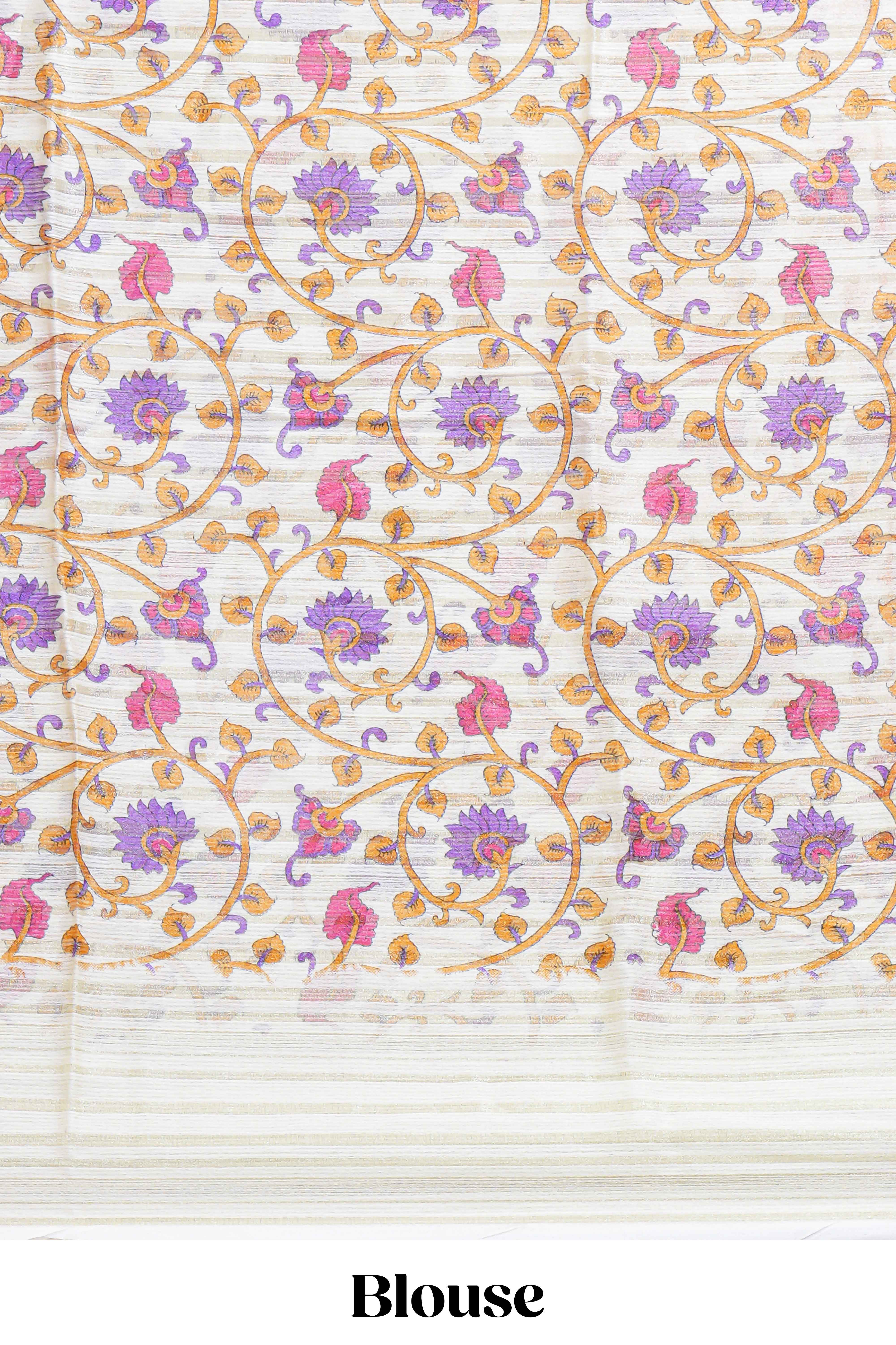 Rani Pink colour shibori printed marsh mellow saree with contrast border and matching printed blouse - Image 5