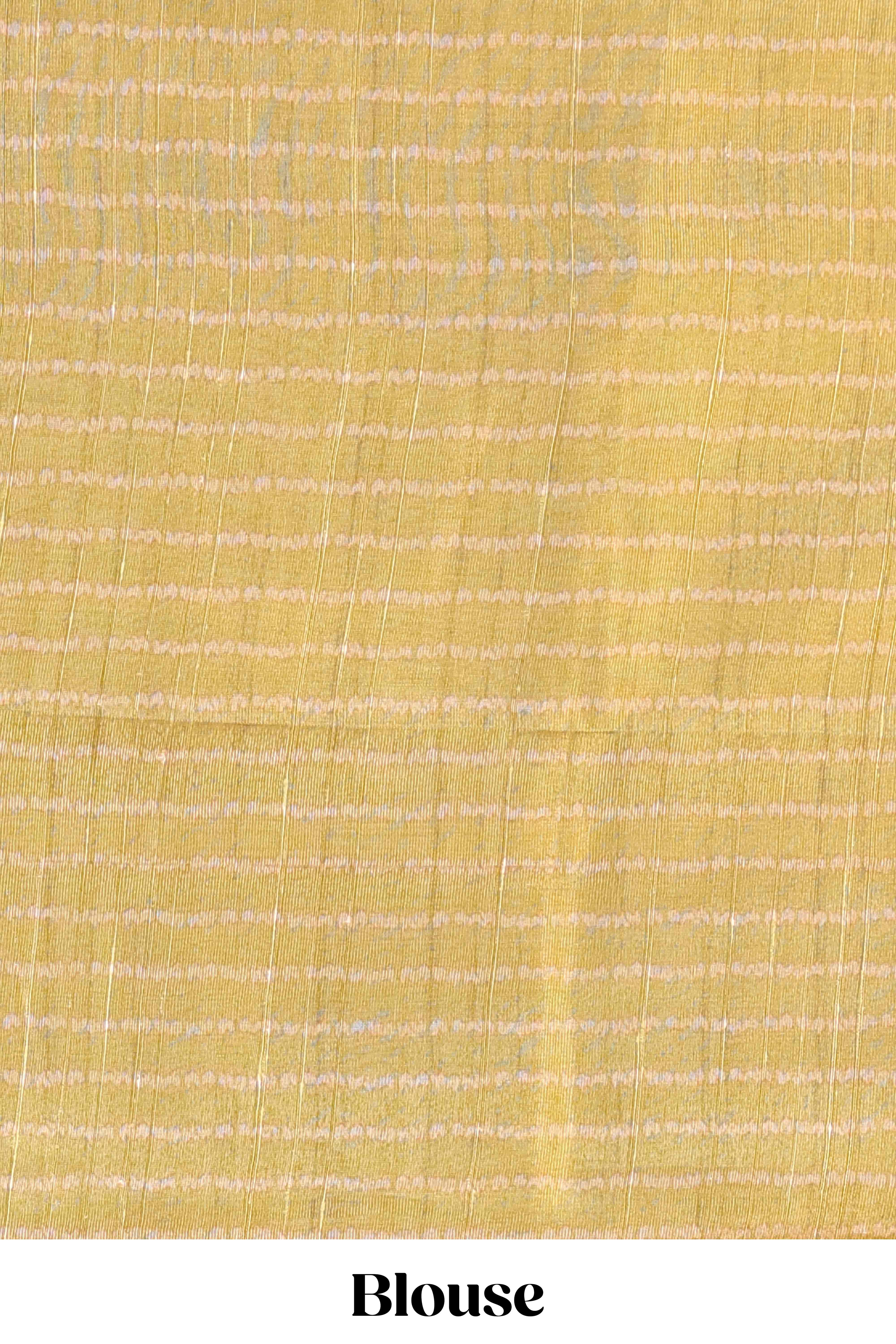 Sandal semi tussar digital batik print saree with contrast blouse and pallu - Image 5