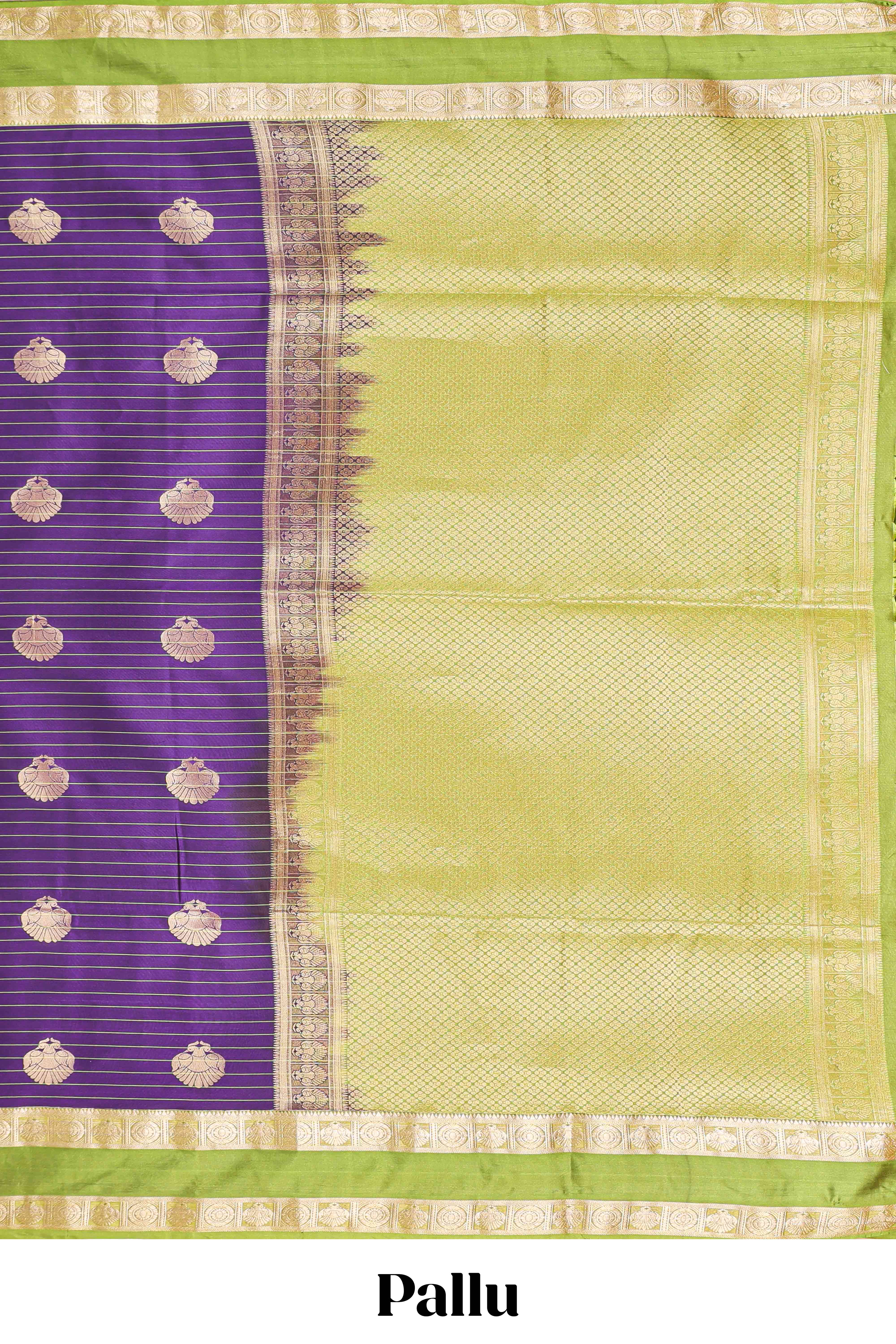 Semi Soft Silk Saree With Gold Zari Peacock Motifs And Bentex Border With Rich Pallu - Image 4