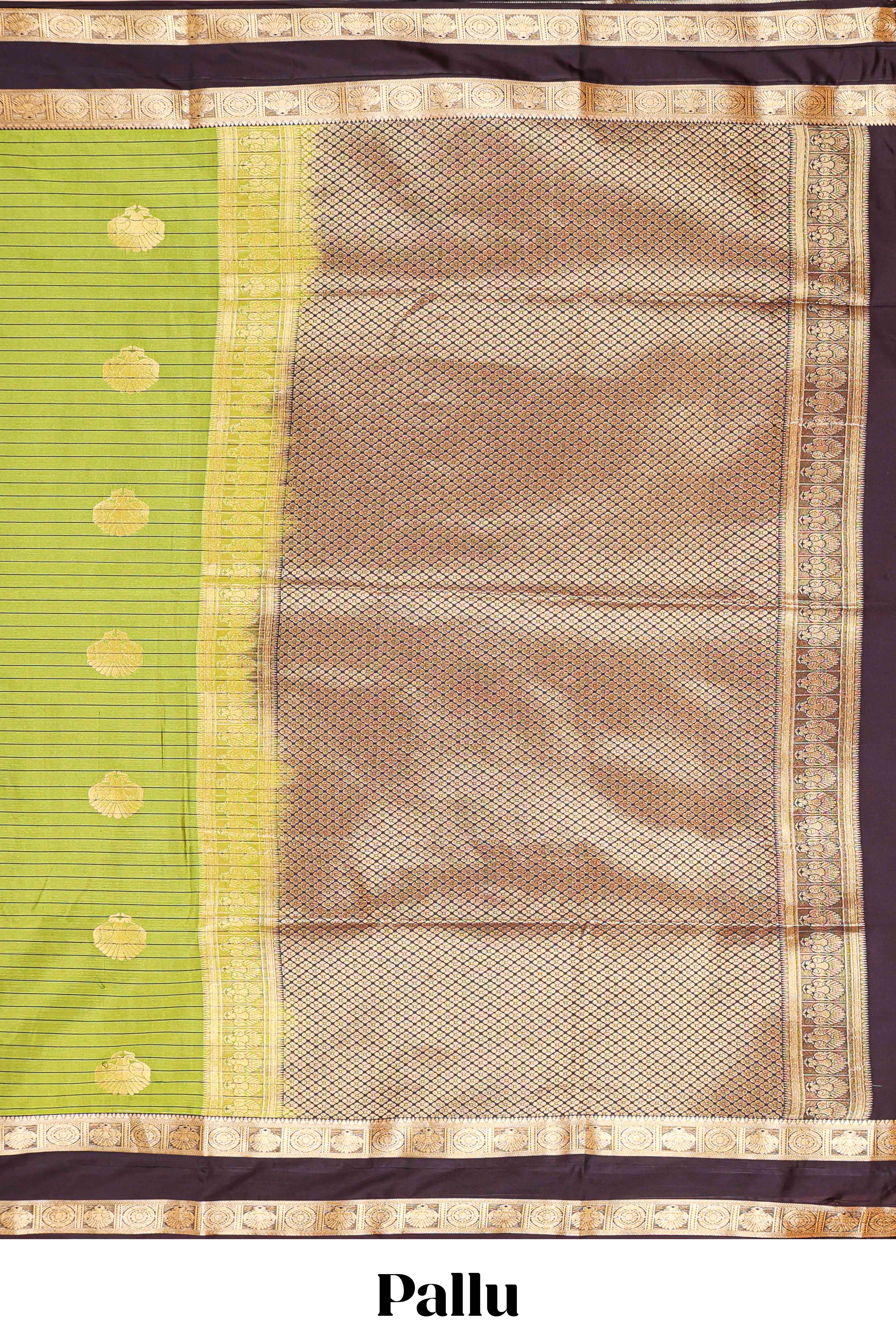 Semi Soft Silk Saree With Gold Zari Peacock Motifs And Bentex Border With Rich Pallu - Image 4