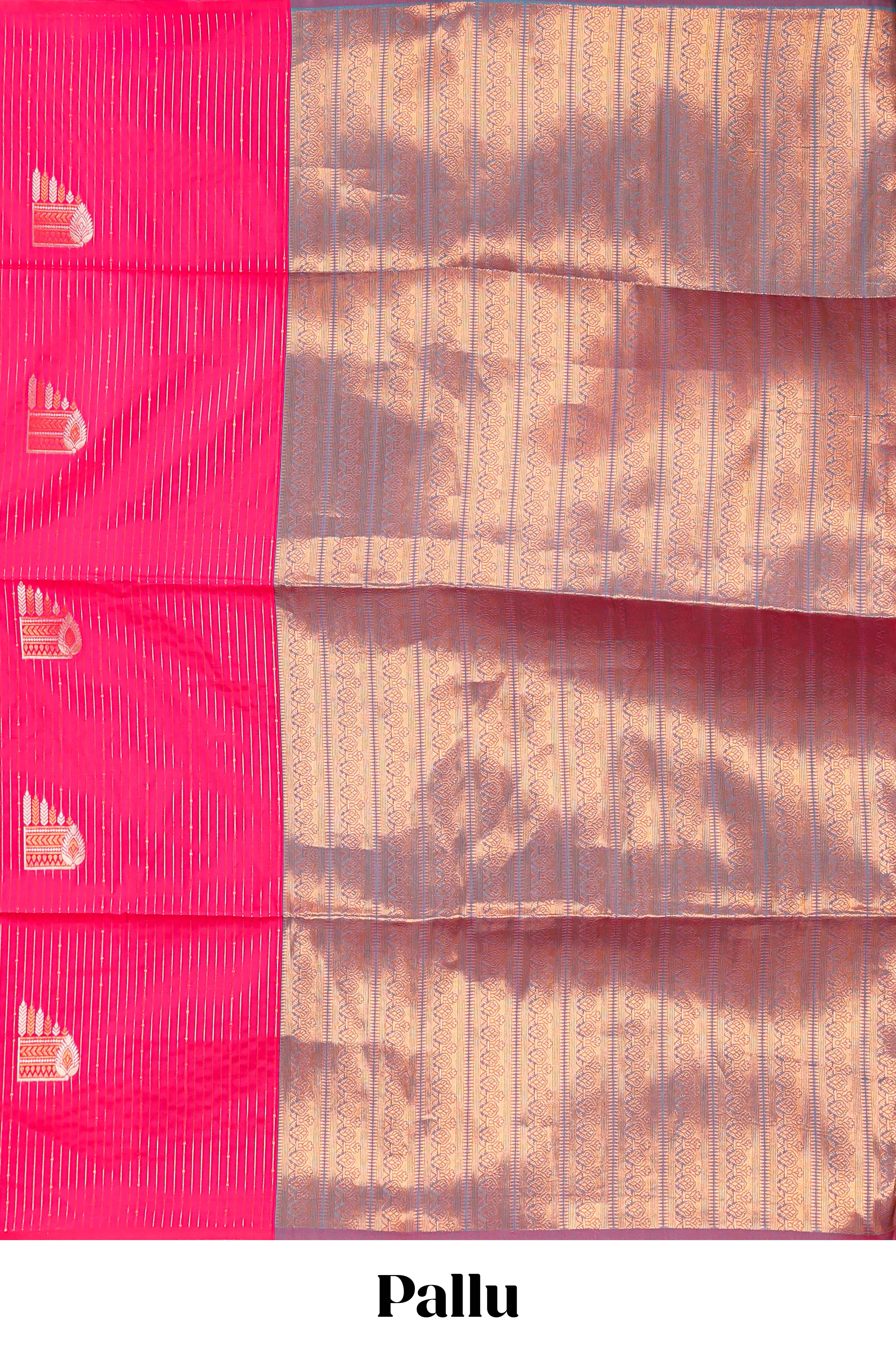Semi Soft Silk Saree Body All Over Vaira Oosi Zari Pattern With Gold Zari Butti and Borderless Grand Zari Rich Pallu - Image 4