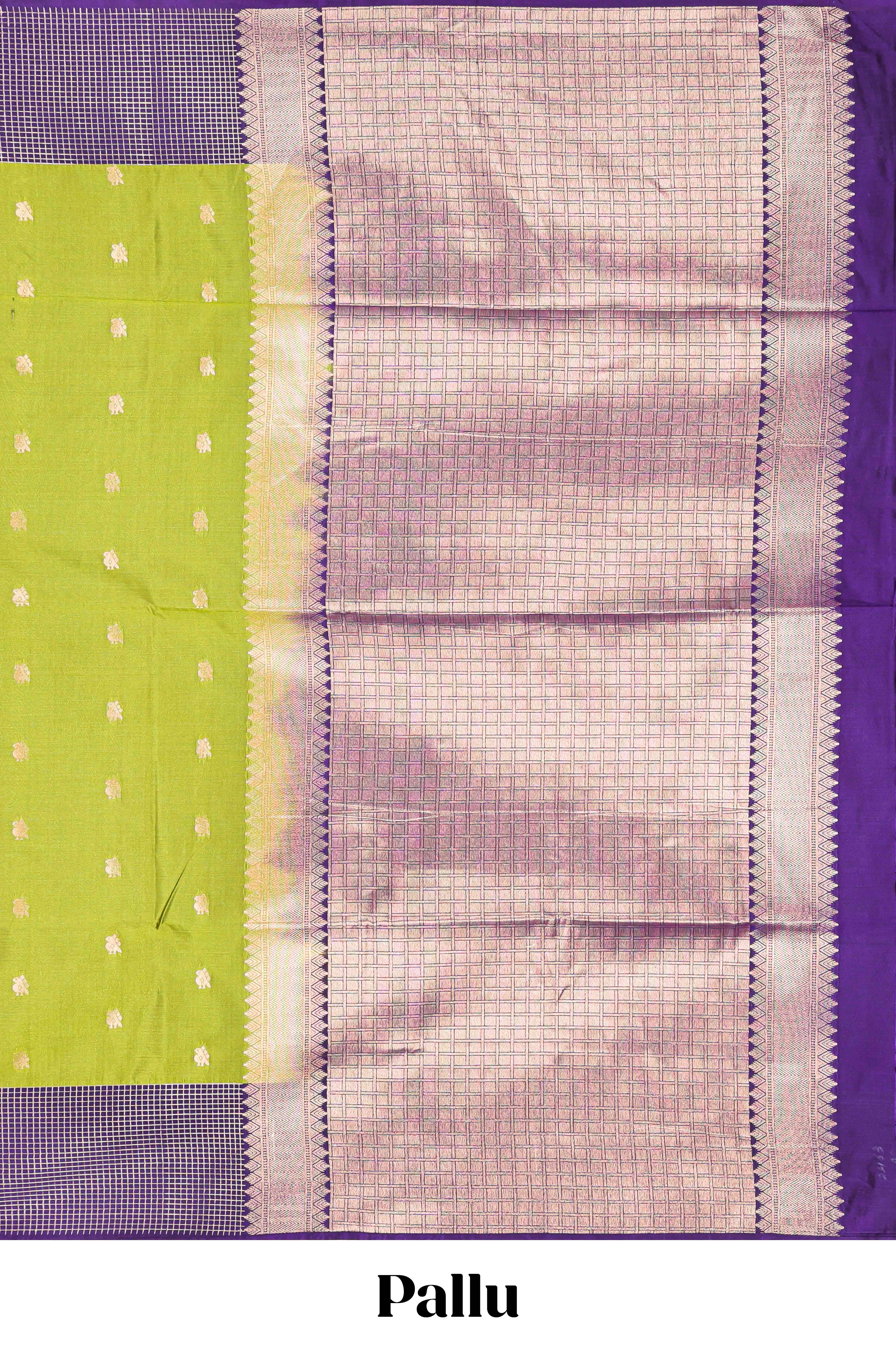 Semi Soft Silk Saree Body with Silver Ethnic Border and Grand Pallu with Contrast Blouse - Image 4