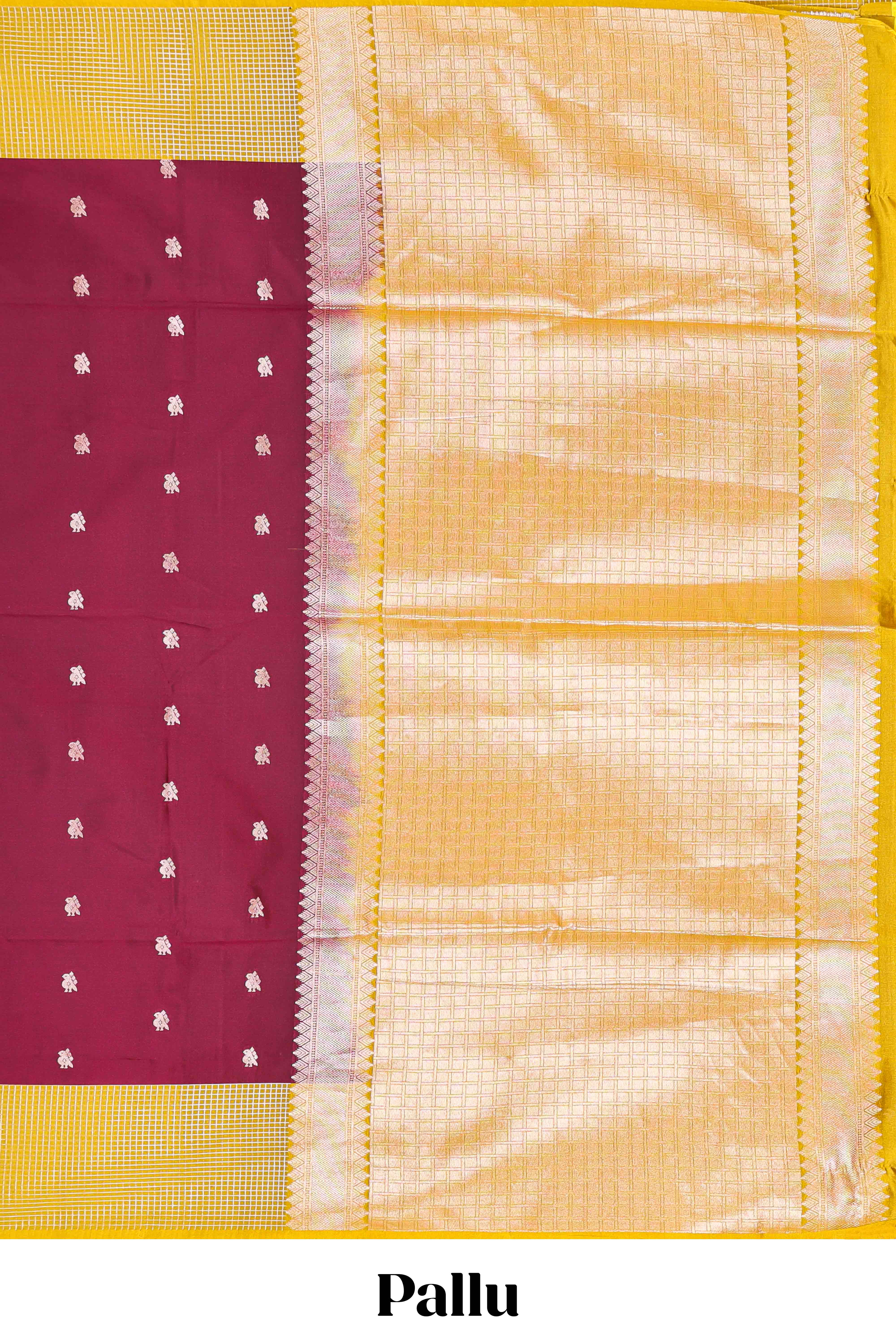 Semi Soft Silk Saree Body with Silver Ethnic Border and Grand Pallu with Contrast Blouse - Image 4