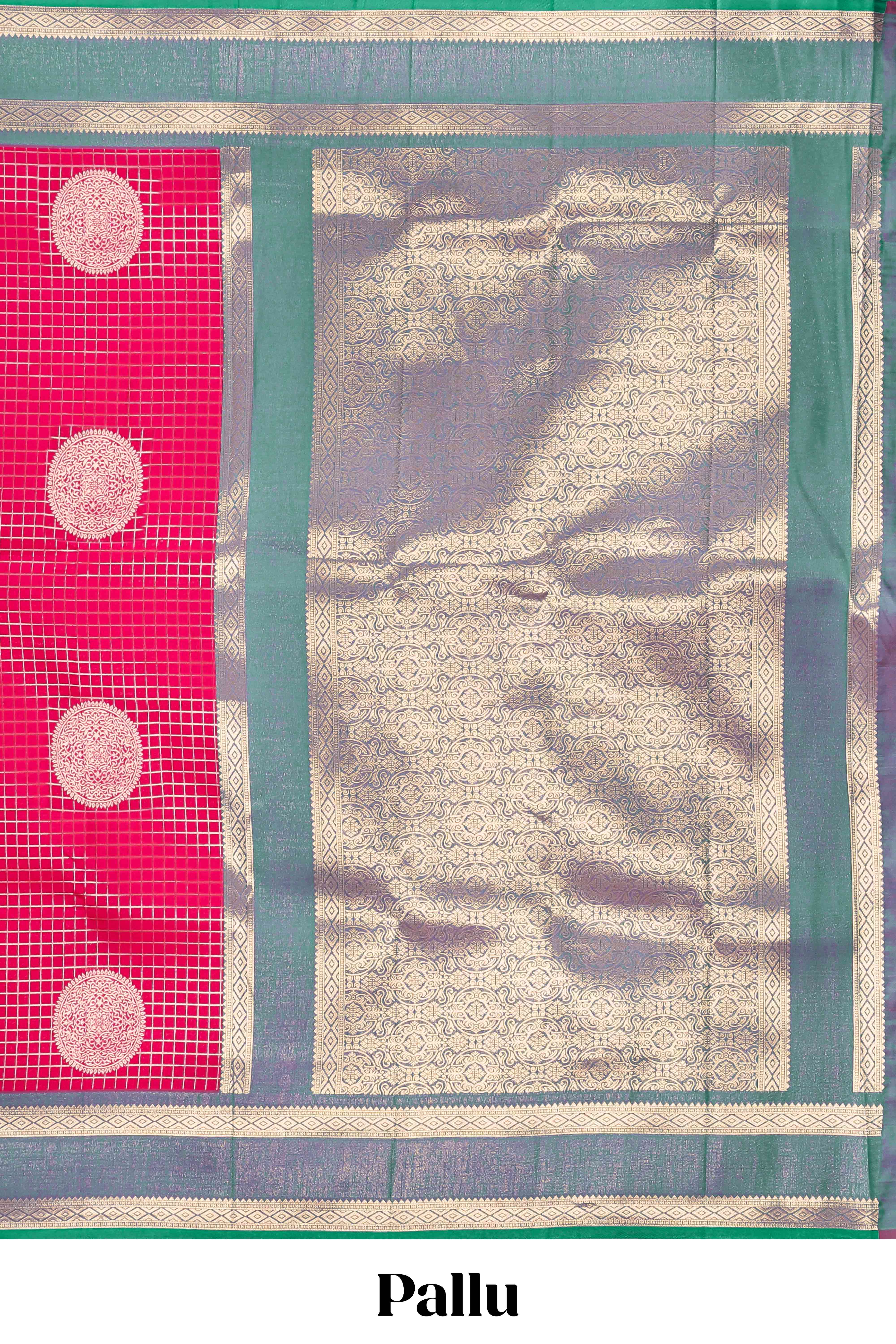 Semi Soft Silk Saree  Zari Check Bentex Border With Grand Zari Rich Pallu - Image 4