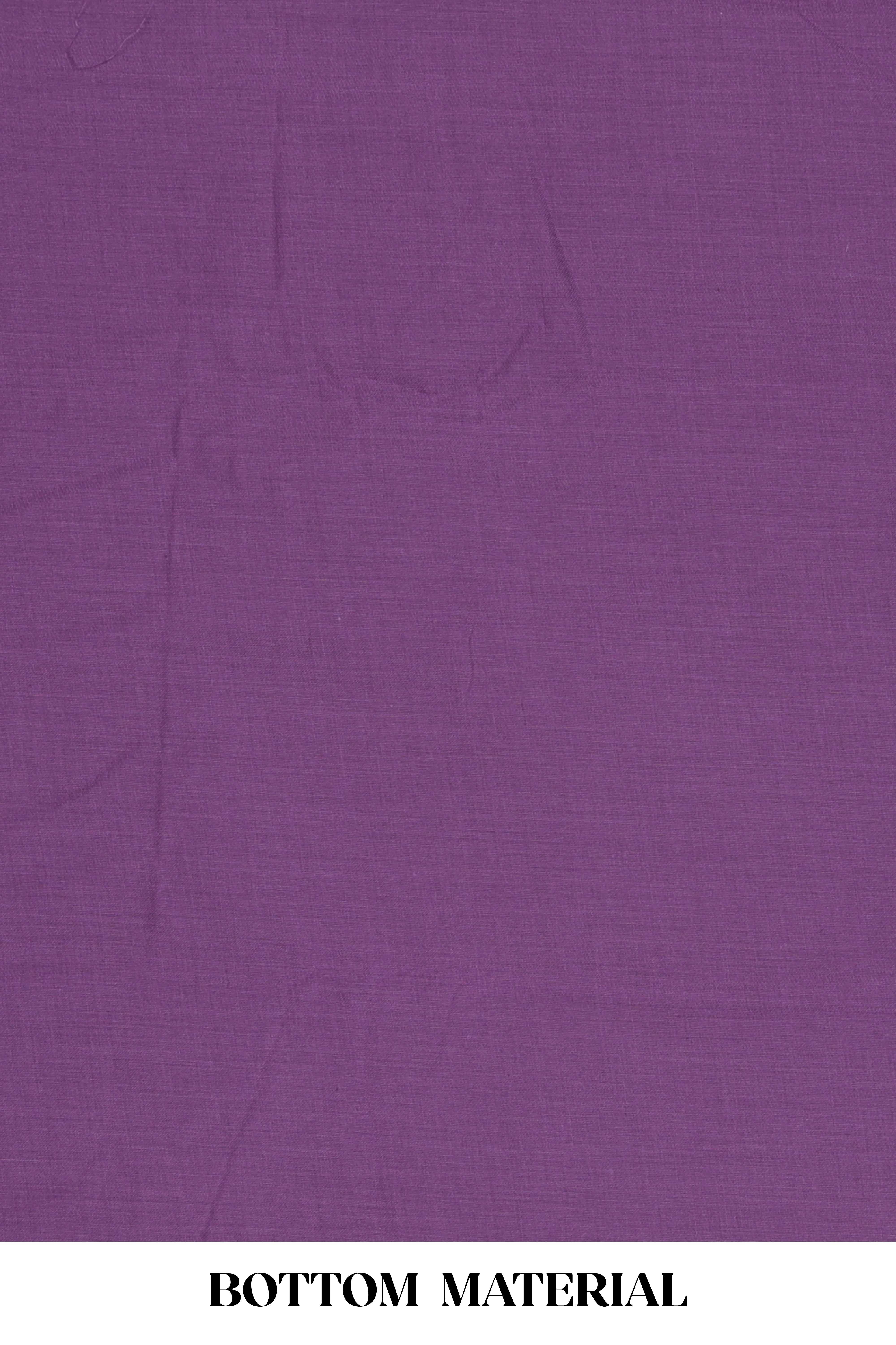 Purple embroidered cotton silk chudidhar material with sequin work - Image 3