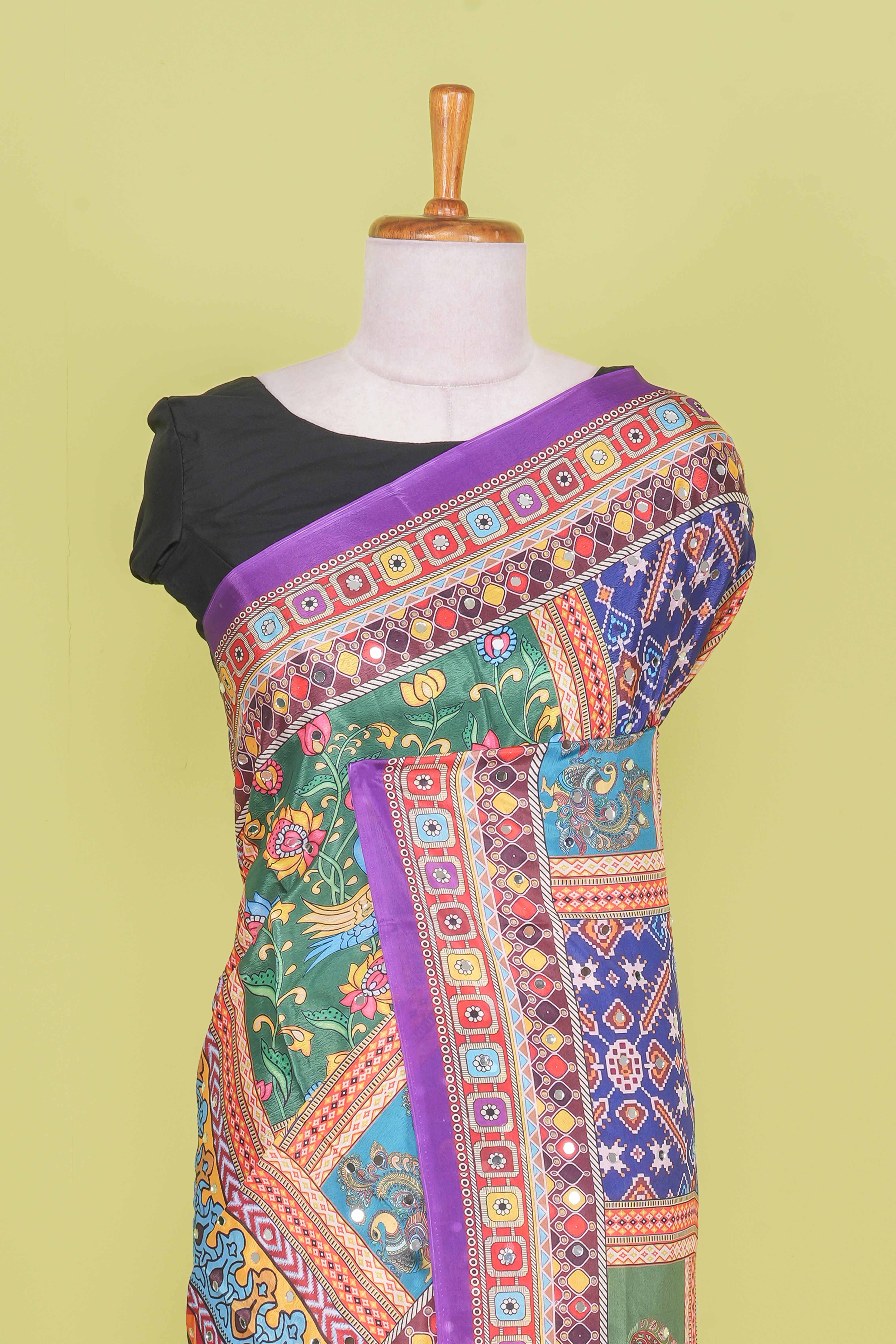 Rajasthani Mirror Work Saree - Image 3