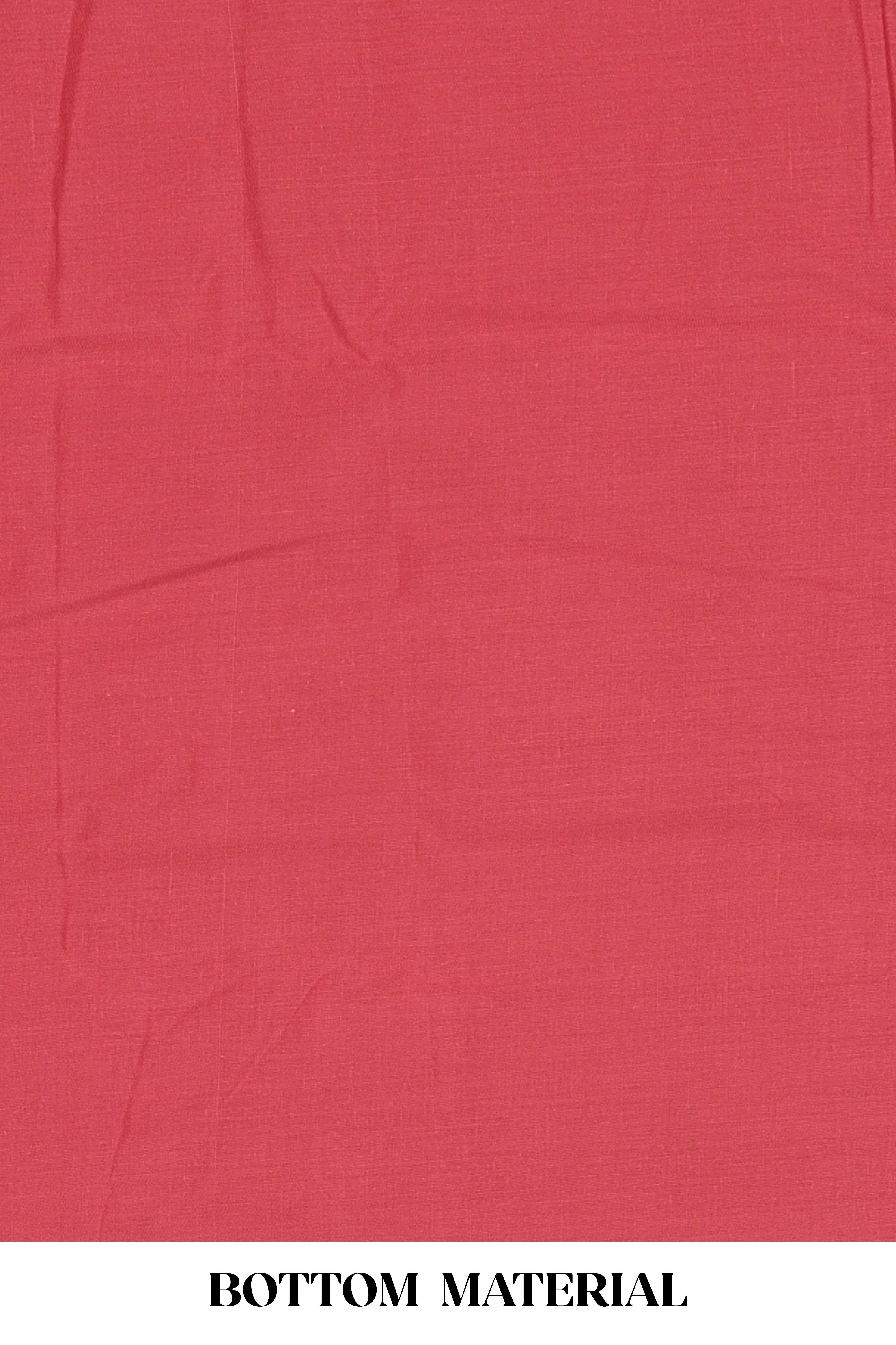 Red embroidered cotton silk chudidhar material with sequin work - Image 3