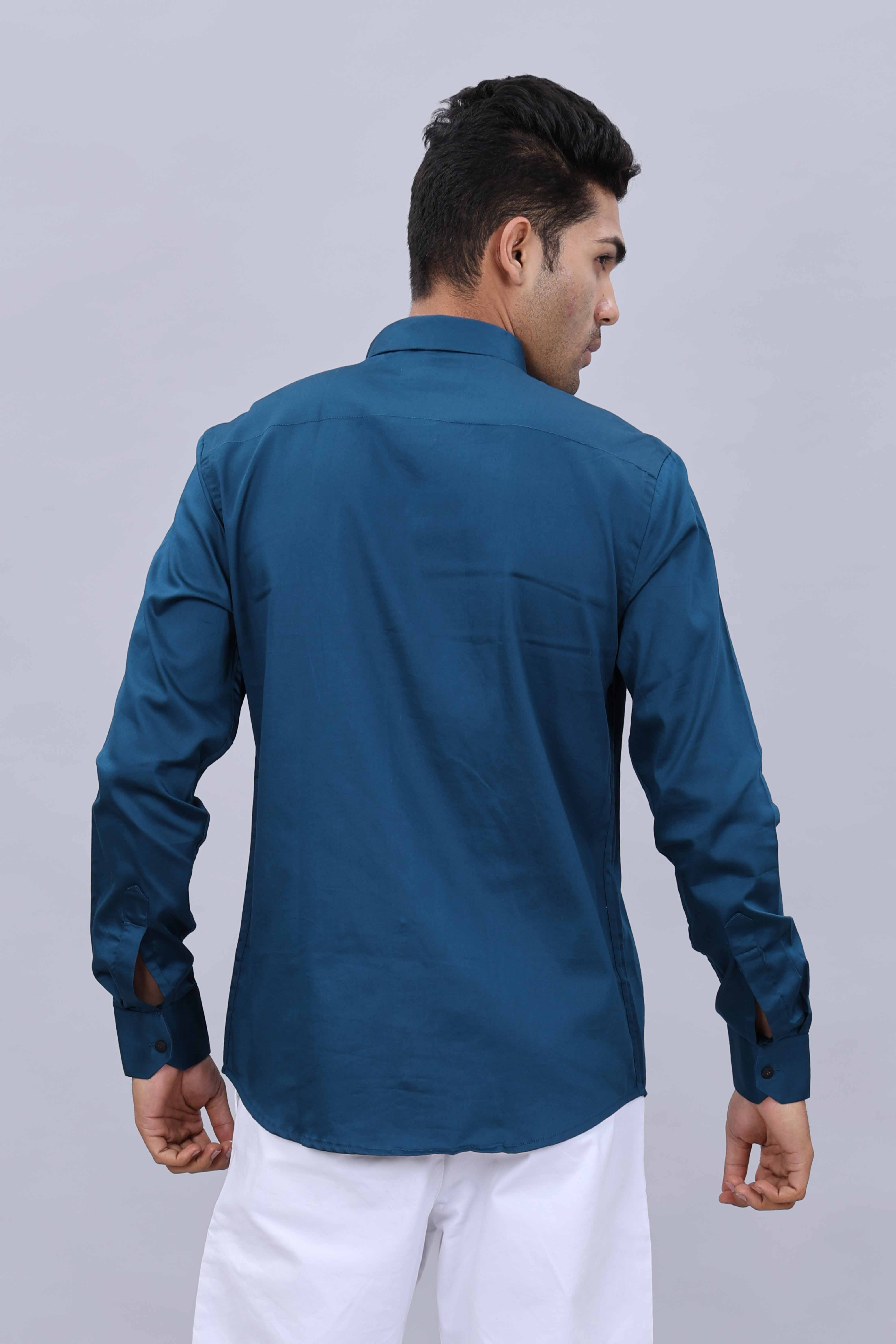 Men’s Slim Fit Satin Stone Casual Shirt with Fancy Printed Collar - Image 5