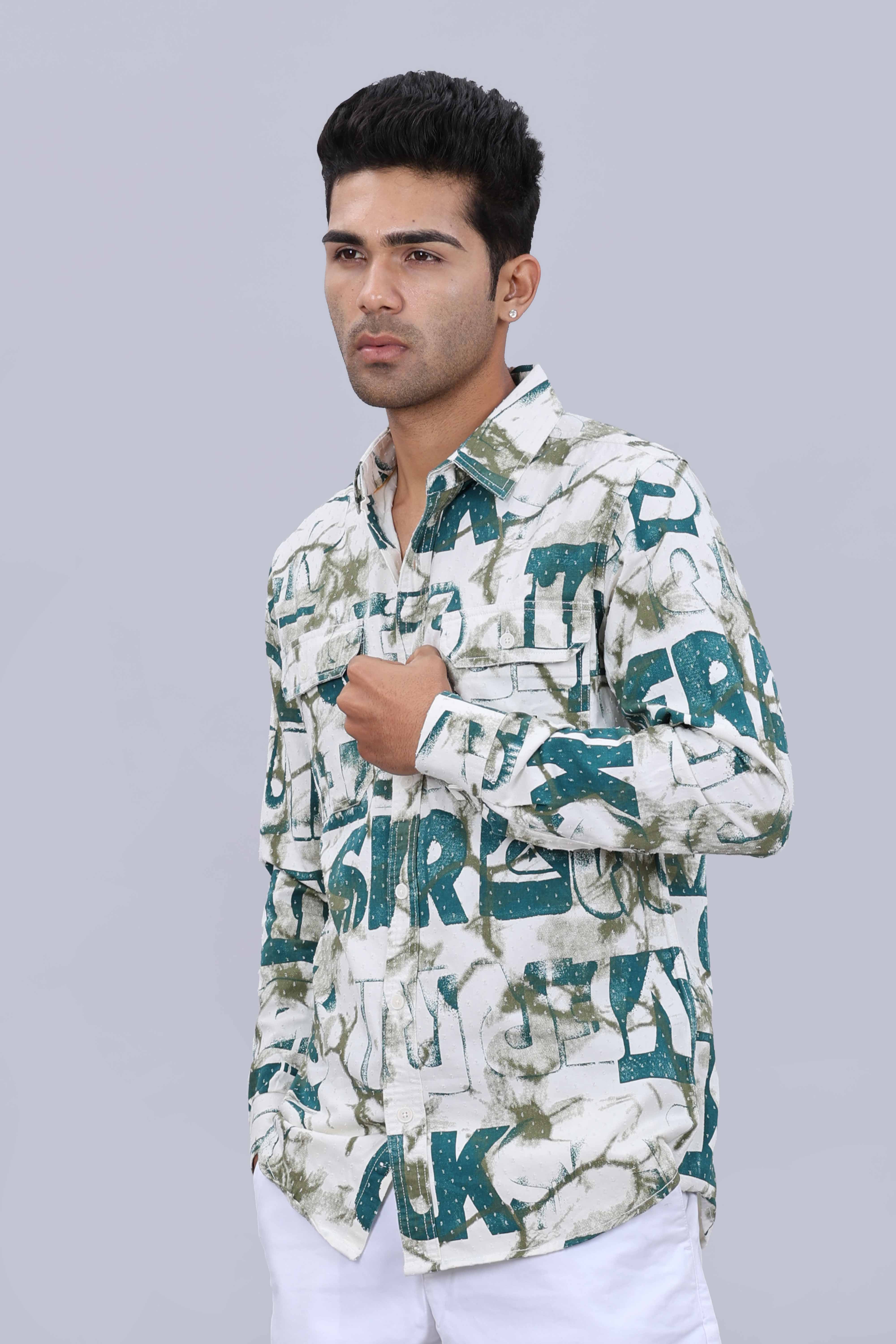 Men’s Slim Fit Pure Cotton Casual Shirt with Fancy Printed Collar - Image 2