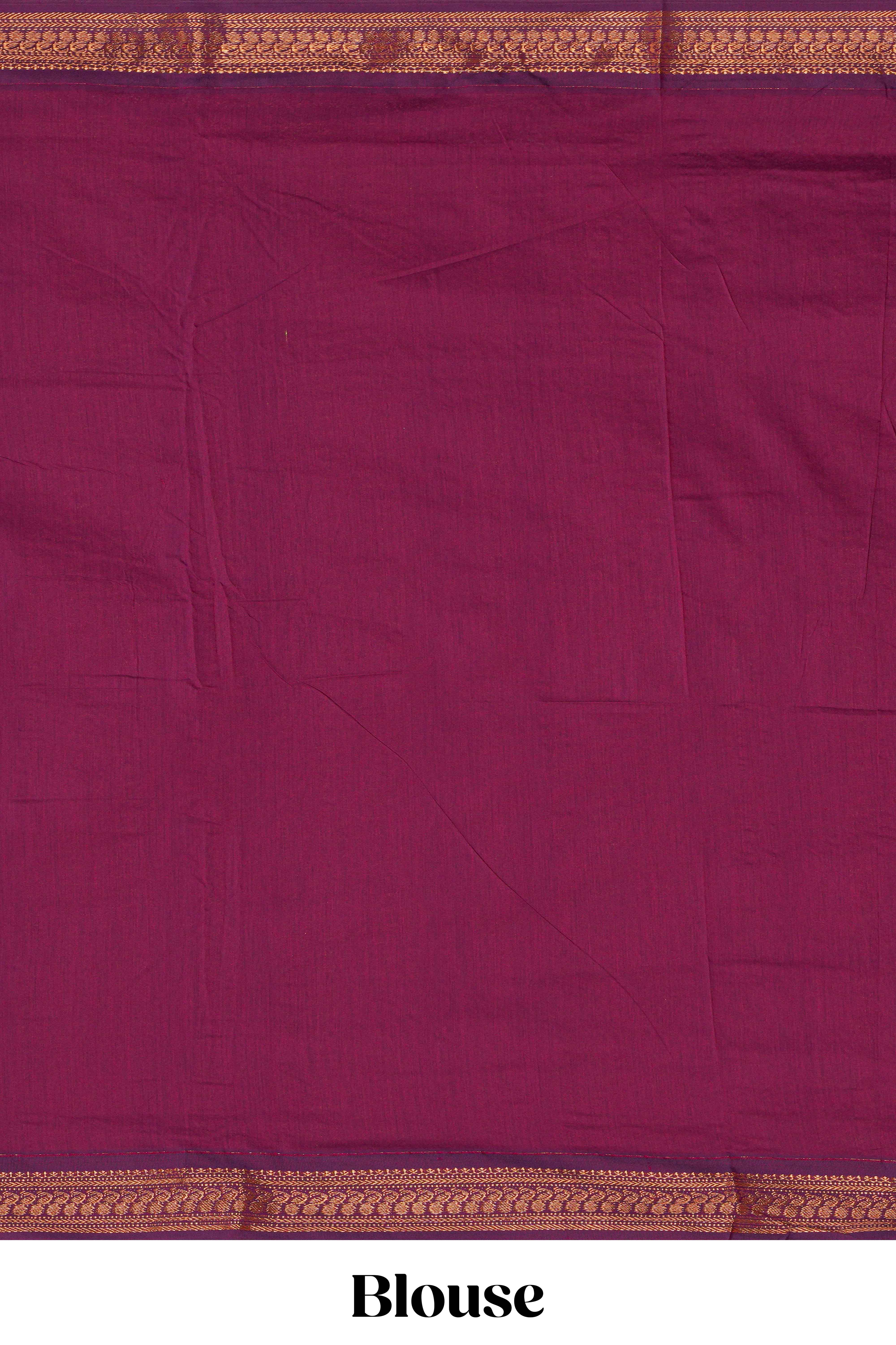 Traditional Indigo colour Madisar Style Nine Yard Saree with buttas and traditional thread motifs border and contrast pallu along with blouse piece - Image 3