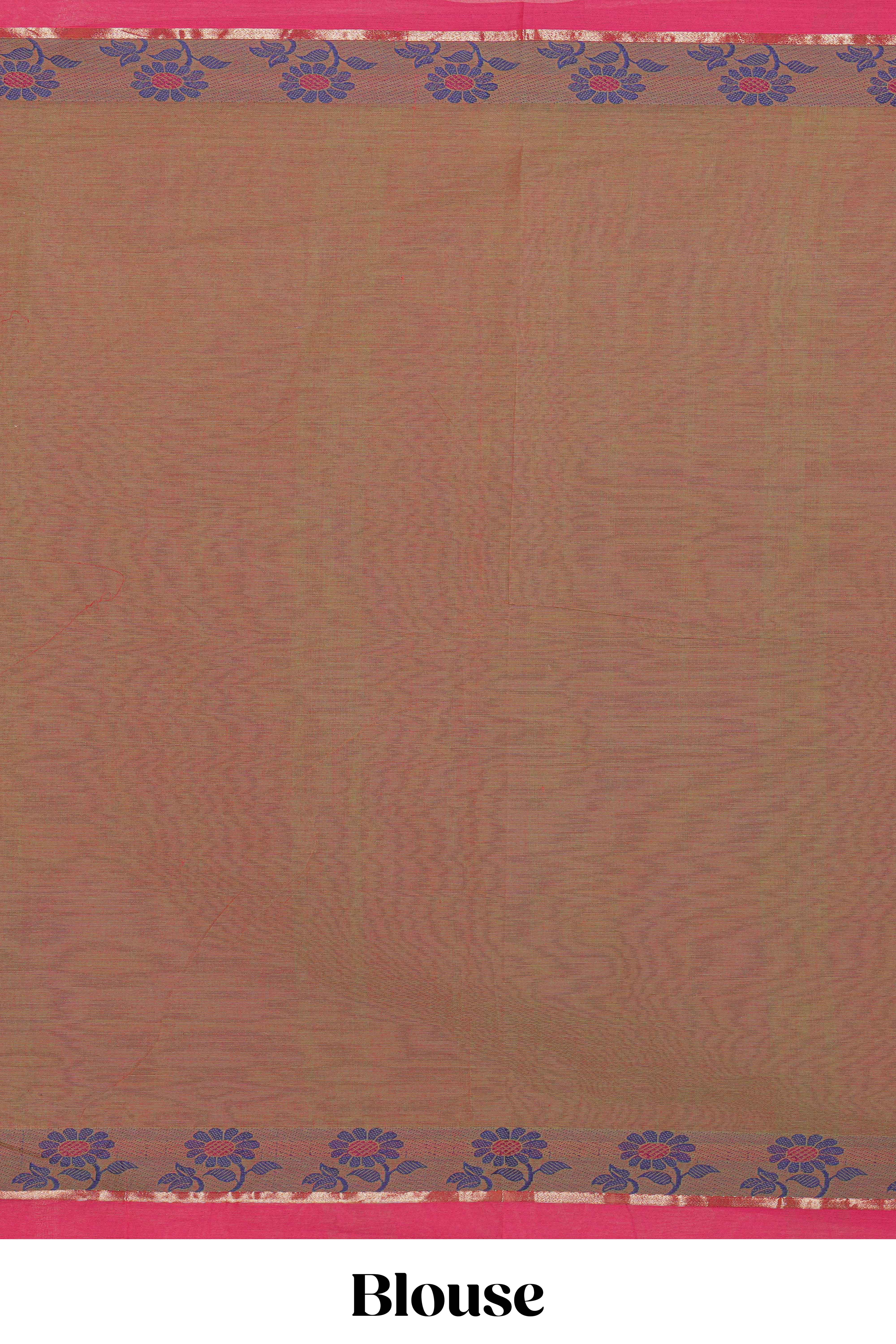 Traditional rust colour Madisar Style Nine Yard Saree with Plain body and traditional thread motifs border and self pallu along with blouse piece - Image 3