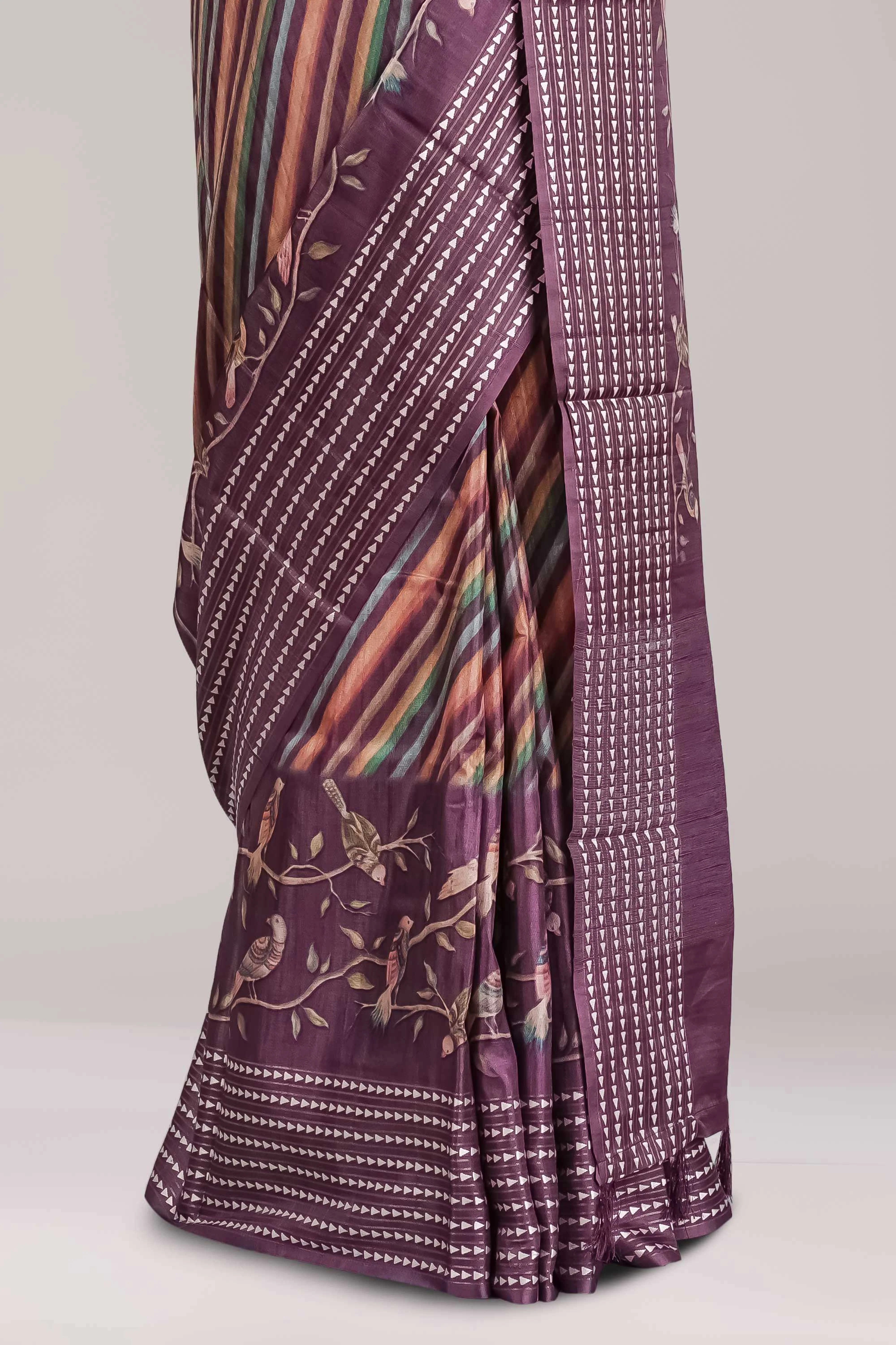 tussar saree with all over body digital print - Image 5
