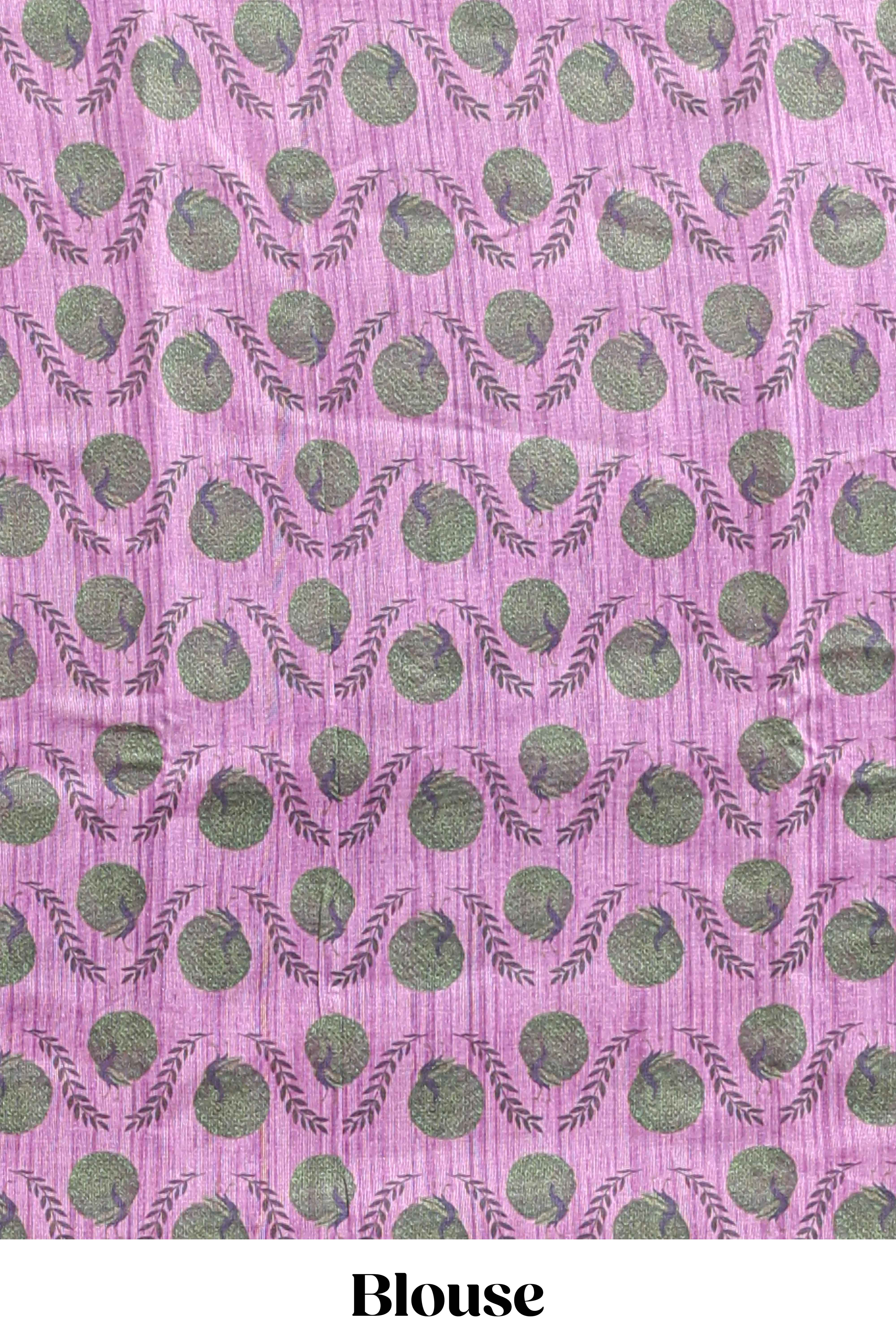 Ultra pink striped digital print linen cotton saree with contrast border and floral design pallu - Image 5