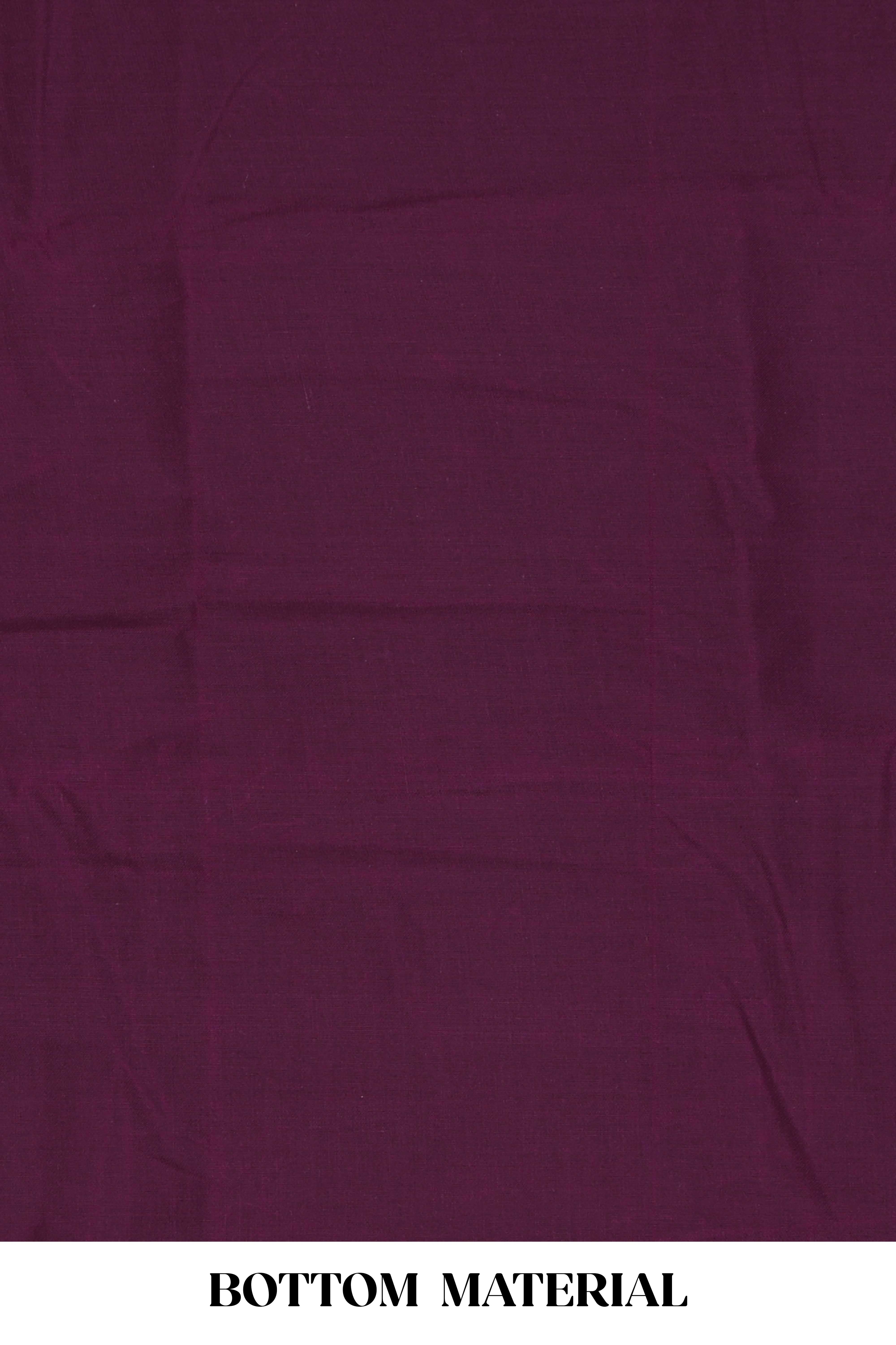 Violet embroidered cotton silk chudidhar material with sequin work and contrast dupatta - Image 3